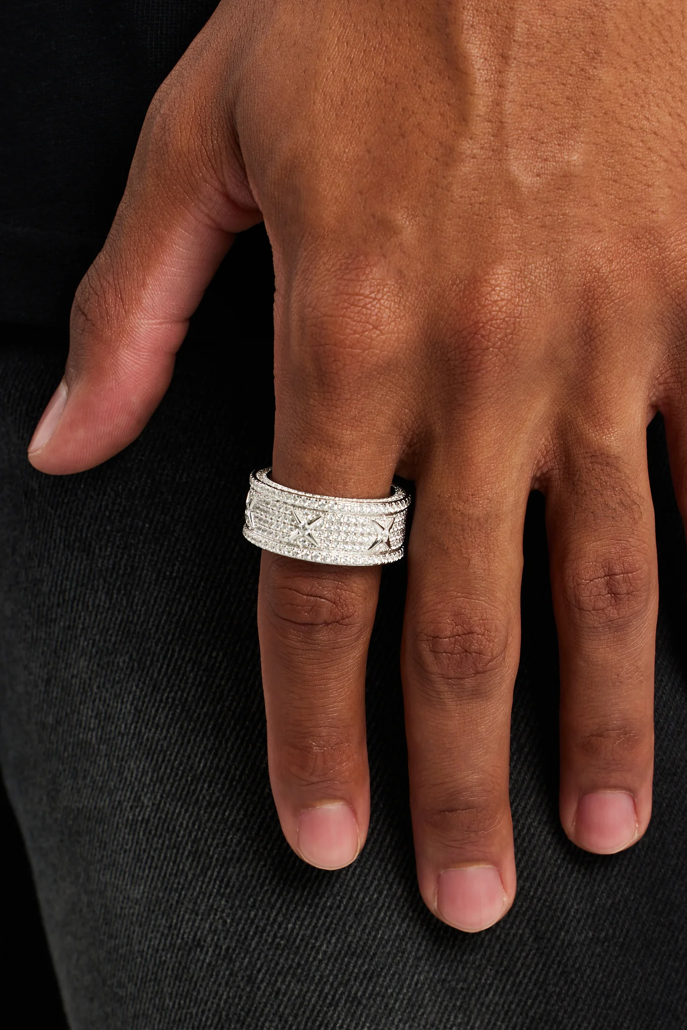 10mm 925 Iced Pave CZ Star Ring - Image 2