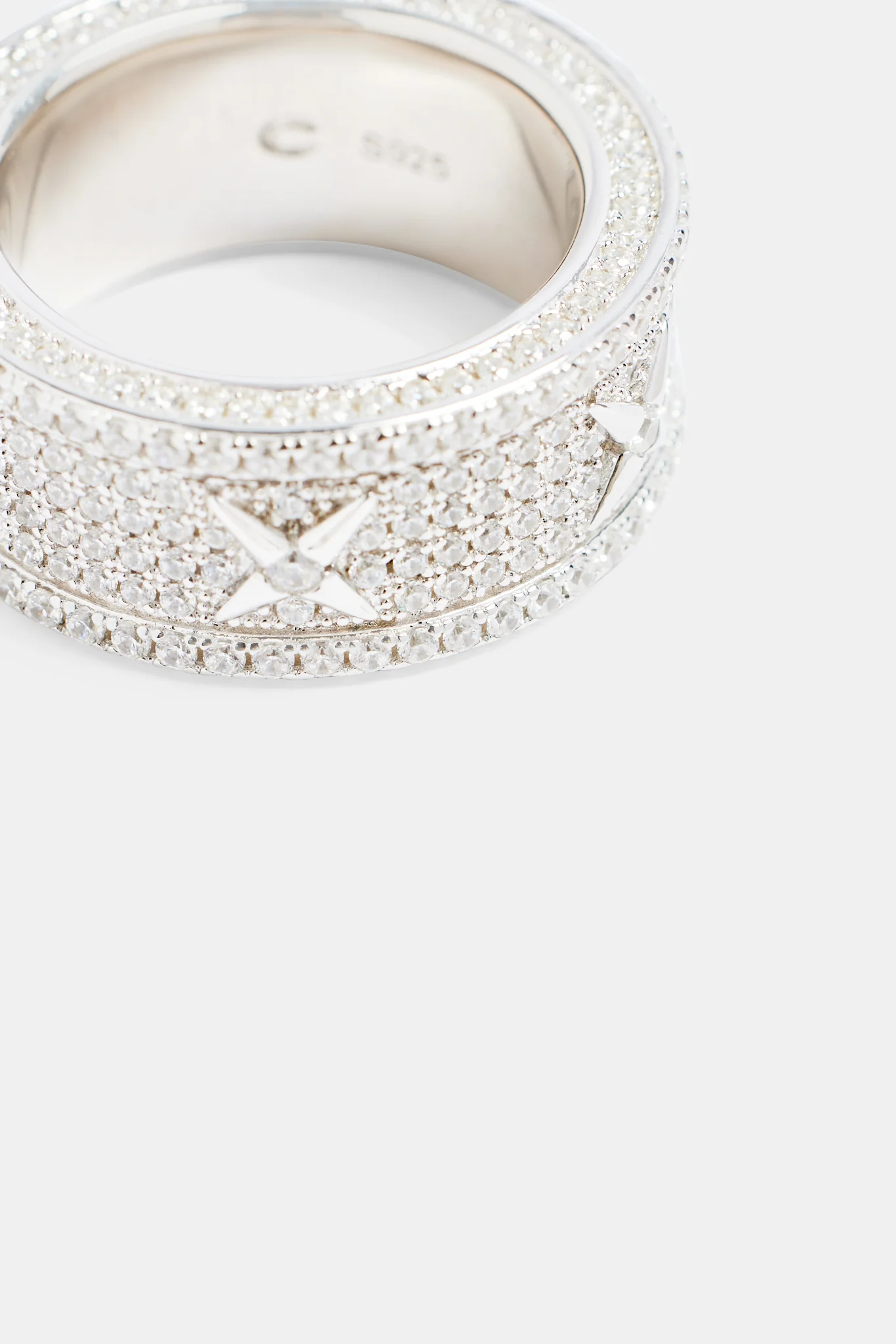 10mm 925 Iced Pave CZ Star Ring - Image 3