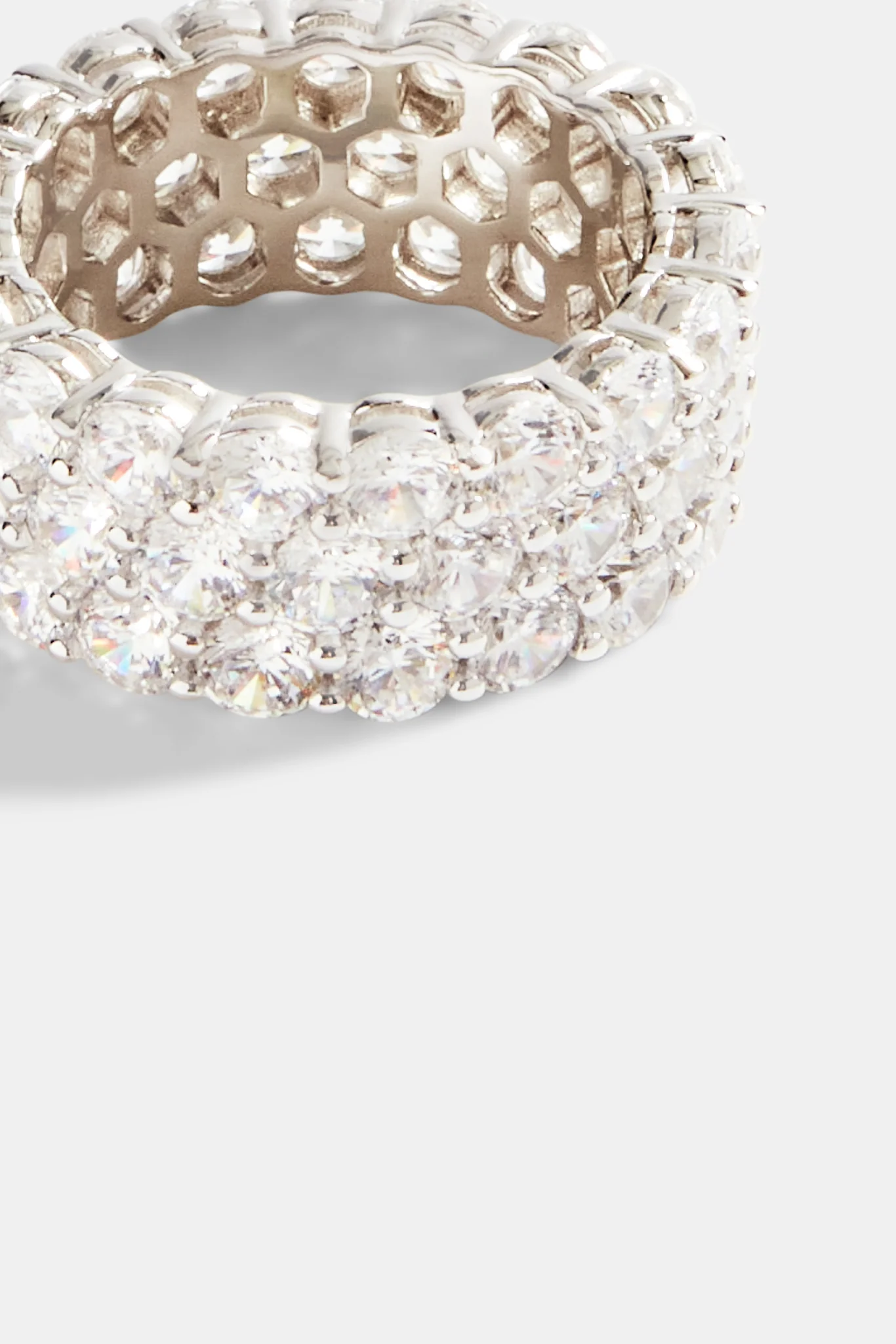 10mm 925 Triple Row CZ Ring - Image 3