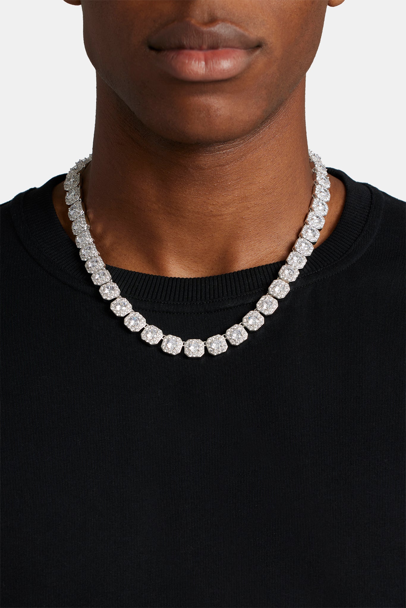 Clustered Tennis Chain - 10mm - White