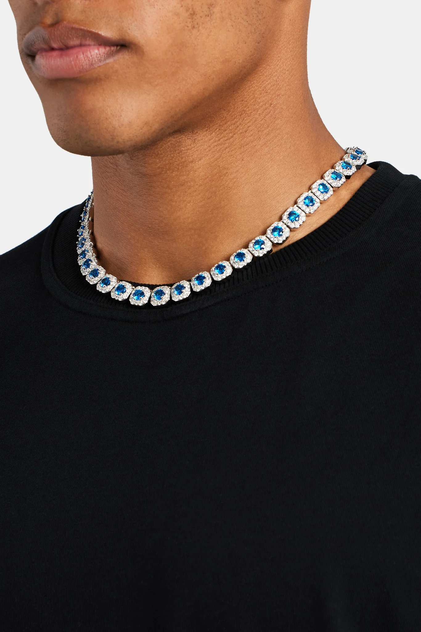 10mm Iced Blue CZ Cluster Chain - Image 5