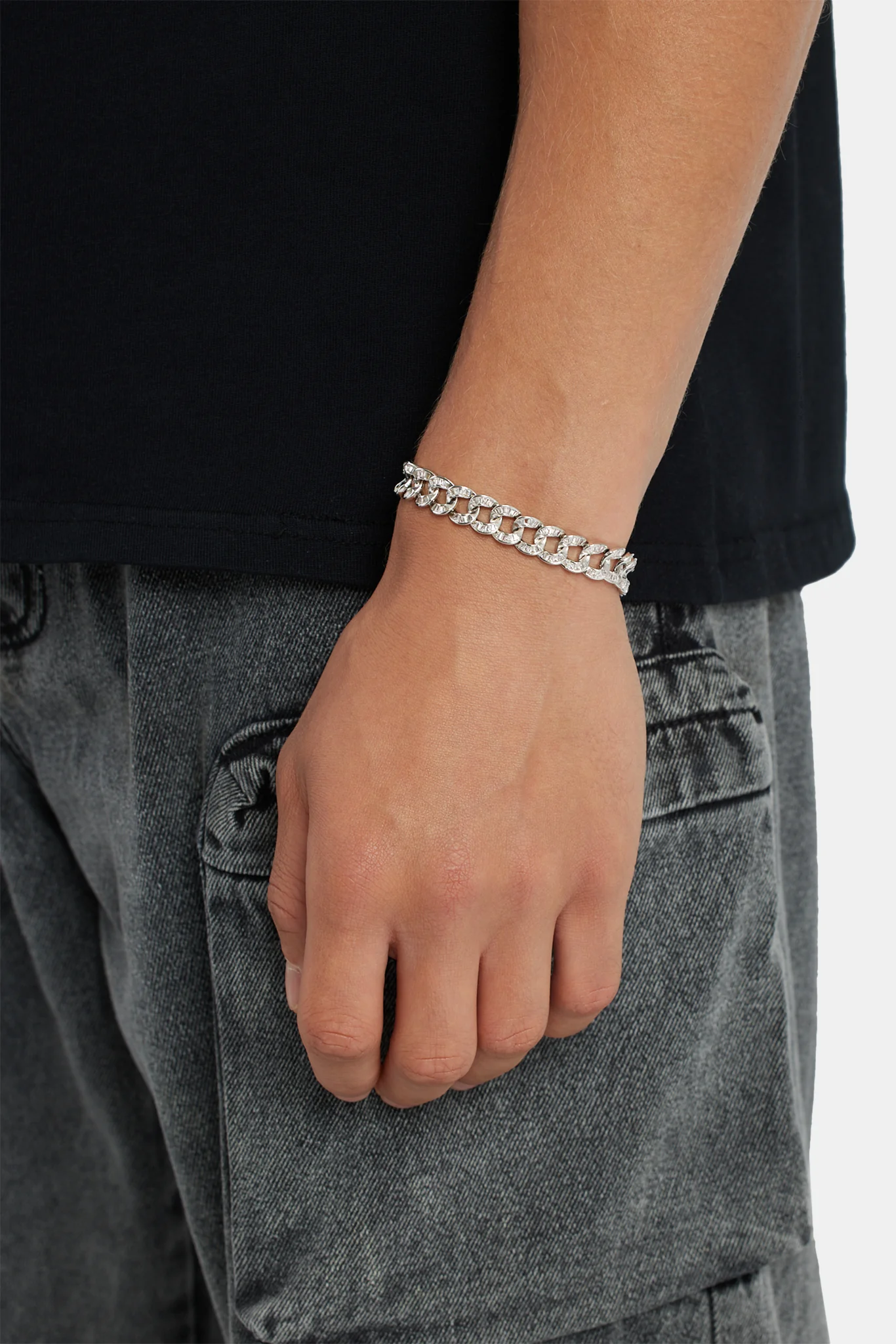 10mm Iced CZ Baguette Cuban Bracelet - Image 2