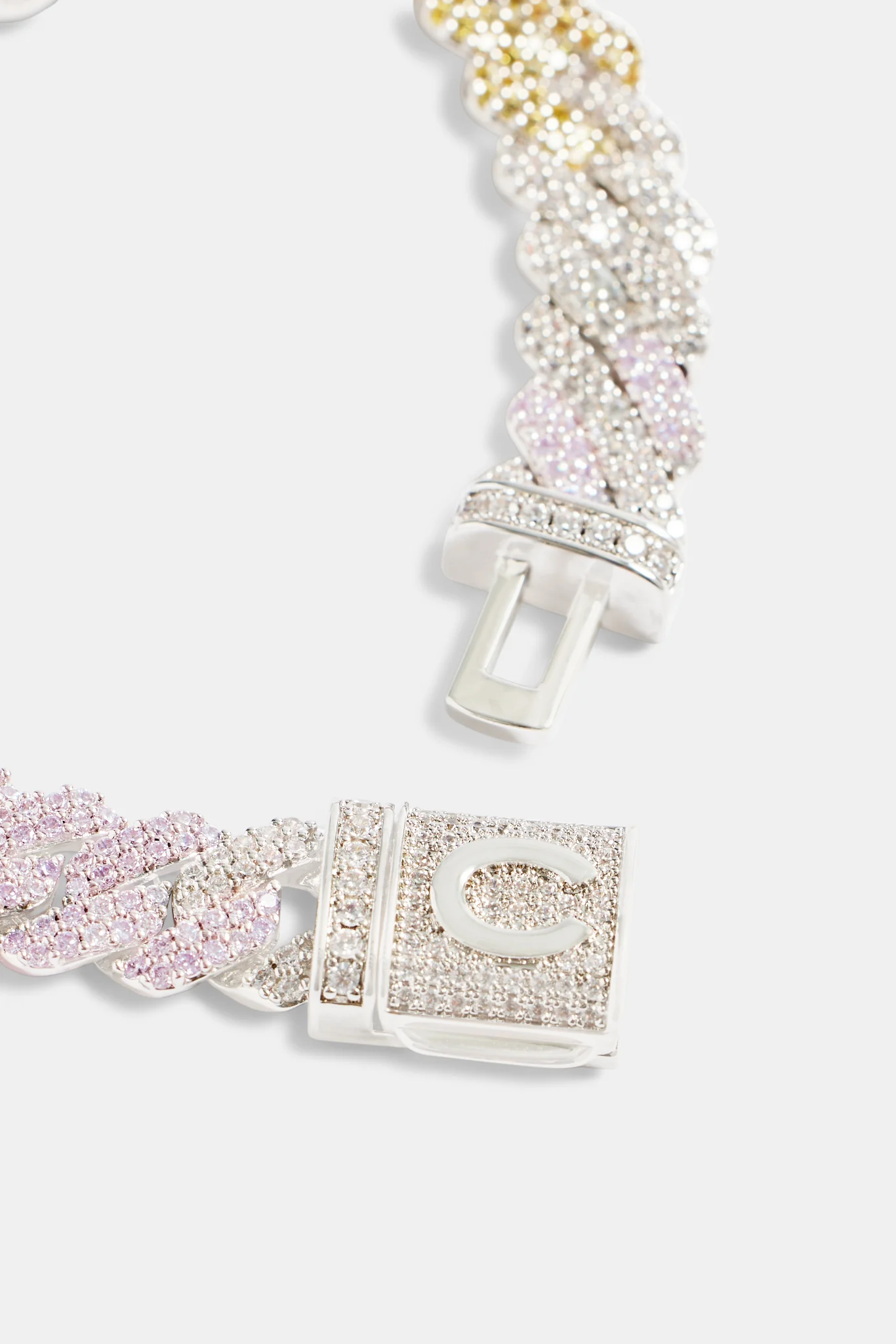 10mm Iced CZ Pastel Ombre Prong Cuban Bracelet - Image 2
