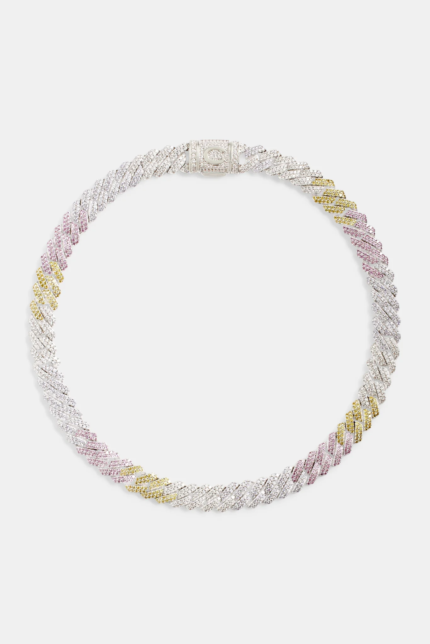 10mm Iced CZ Pastel Ombre Prong Cuban Choker - Image 2