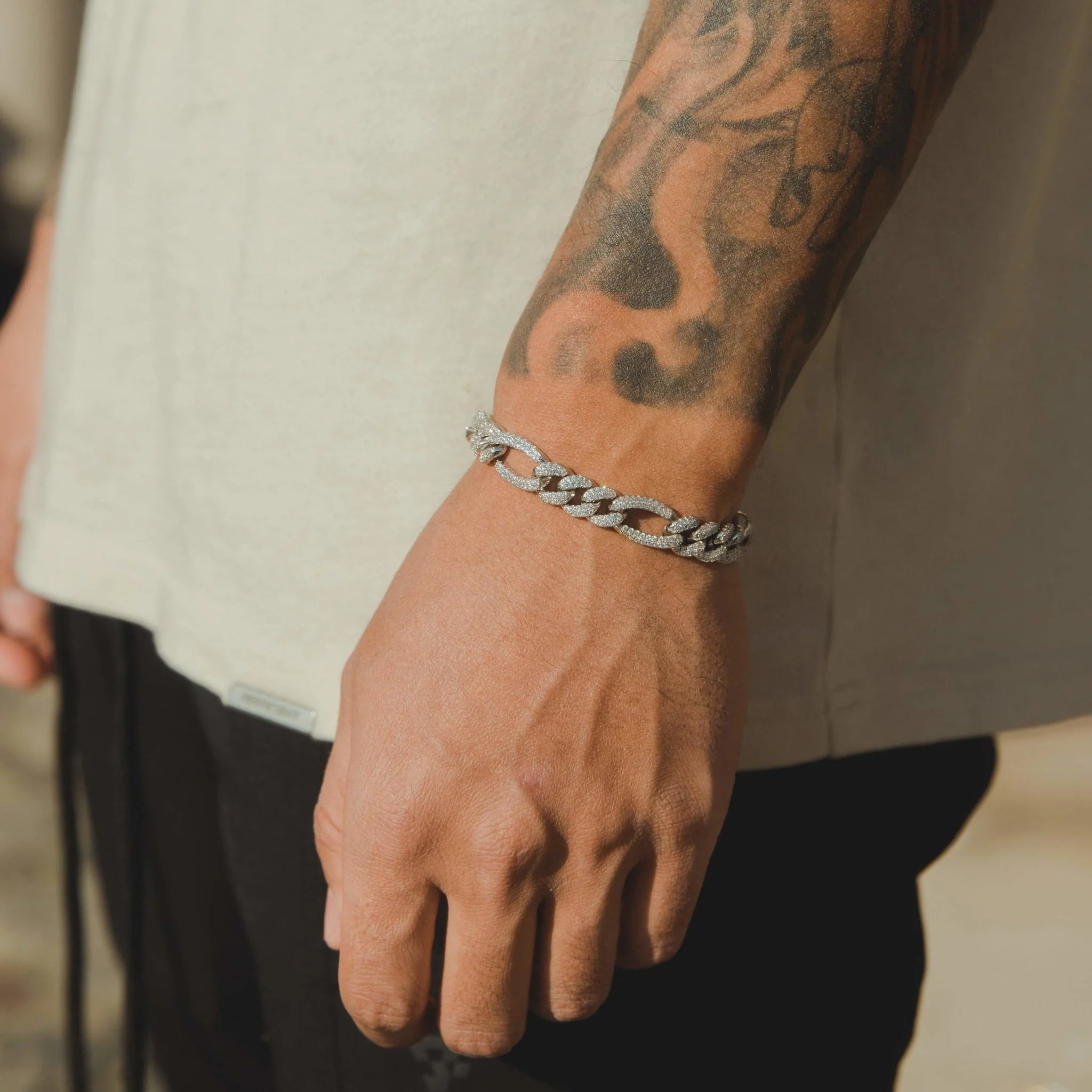 10mm Iced Figaro Bracelet - Image 2