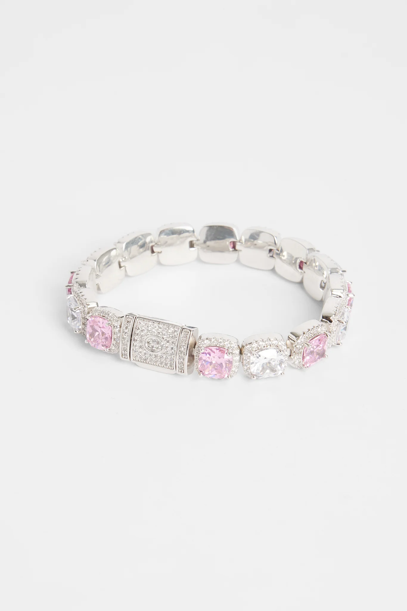 10mm Pink & Clear Iced Bezel Allway Bracelet