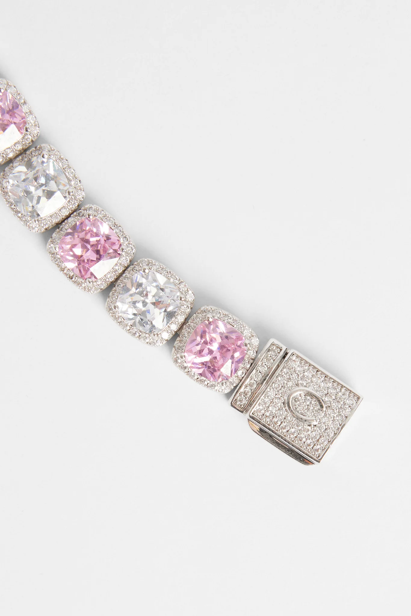 10mm Pink & Clear Iced Bezel Allway Bracelet - Image 2