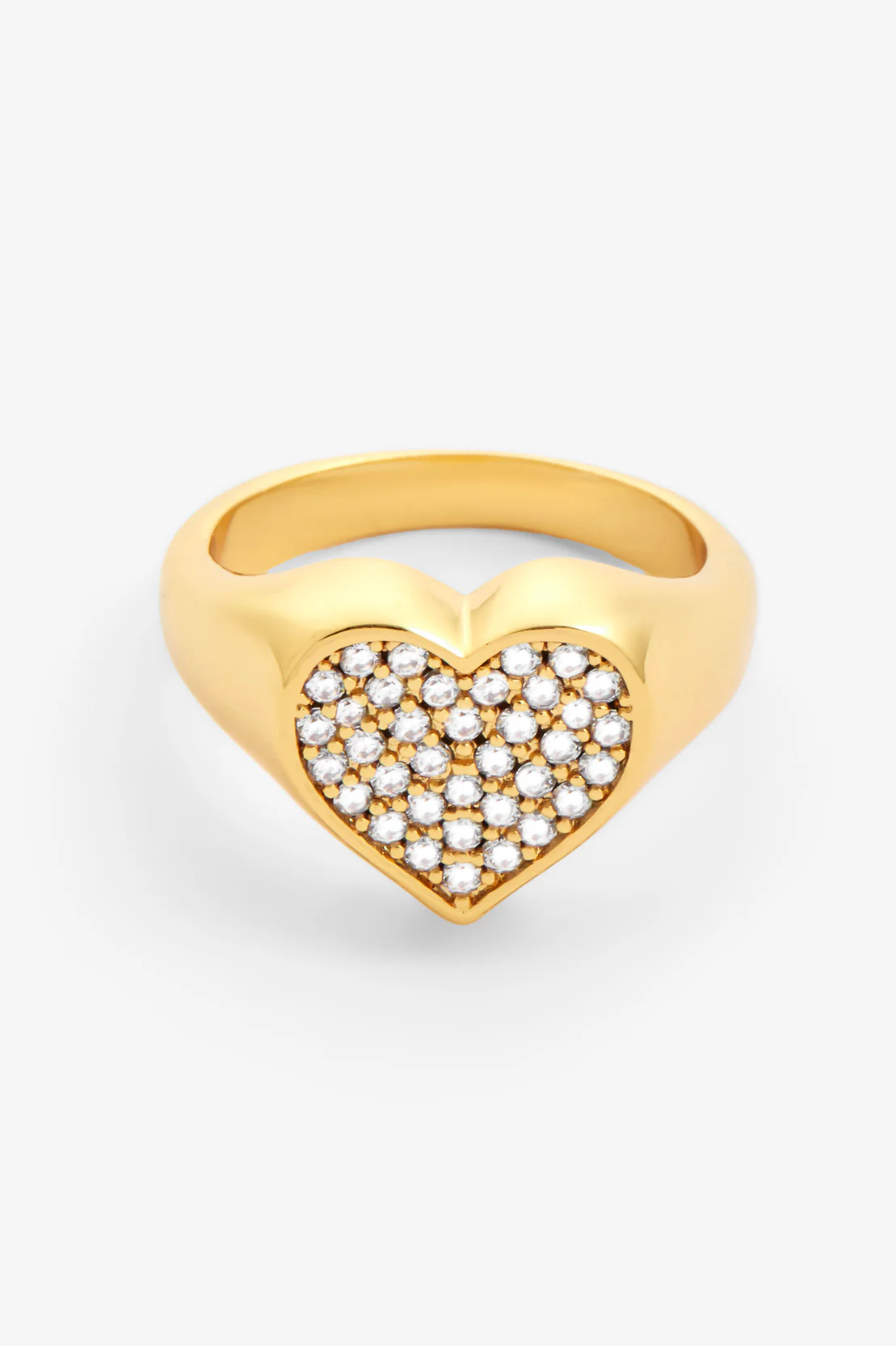 11mm Iced Pave Heart Ring - Gold