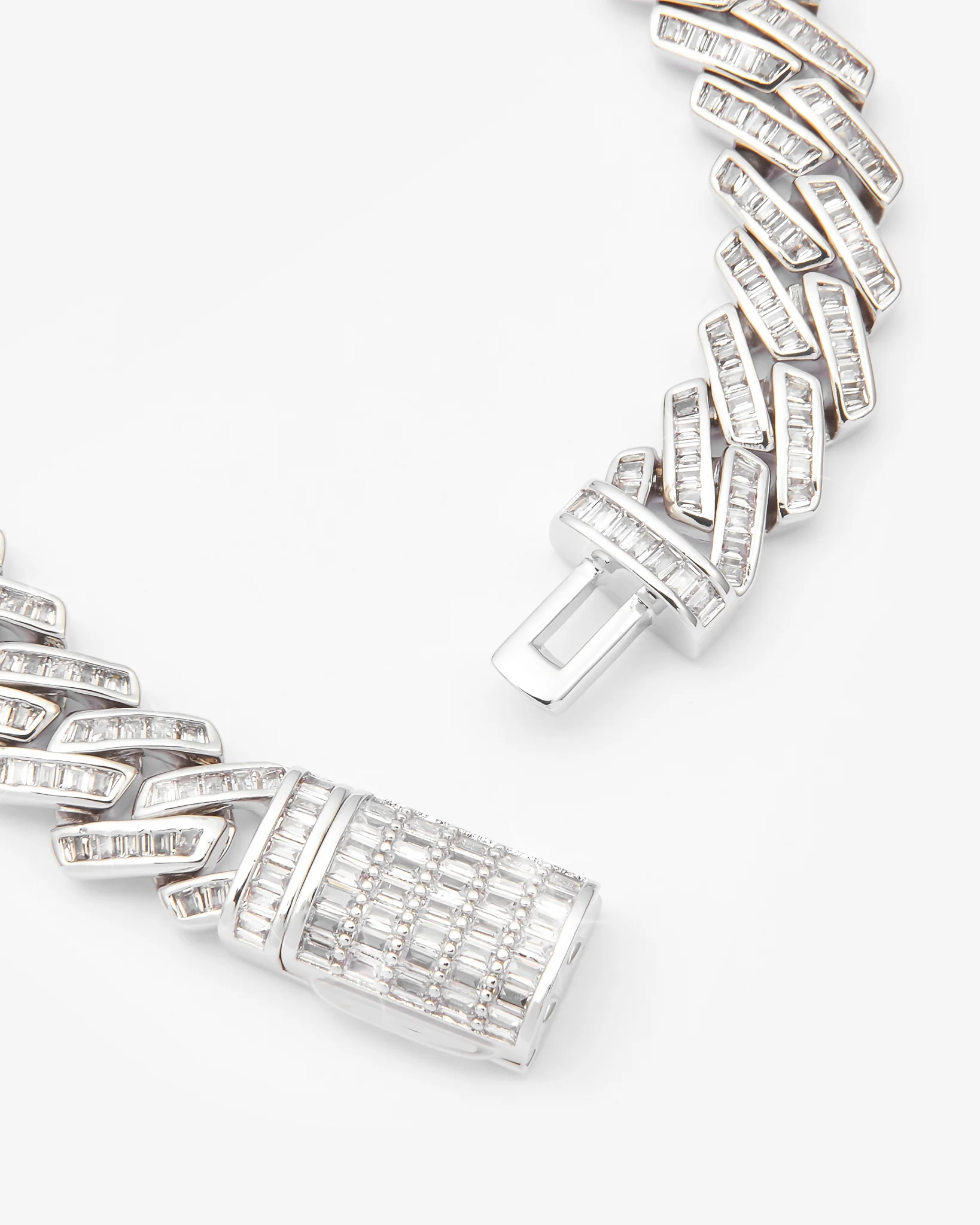 12mm Baguette Prong Cuban Bracelet - Image 3