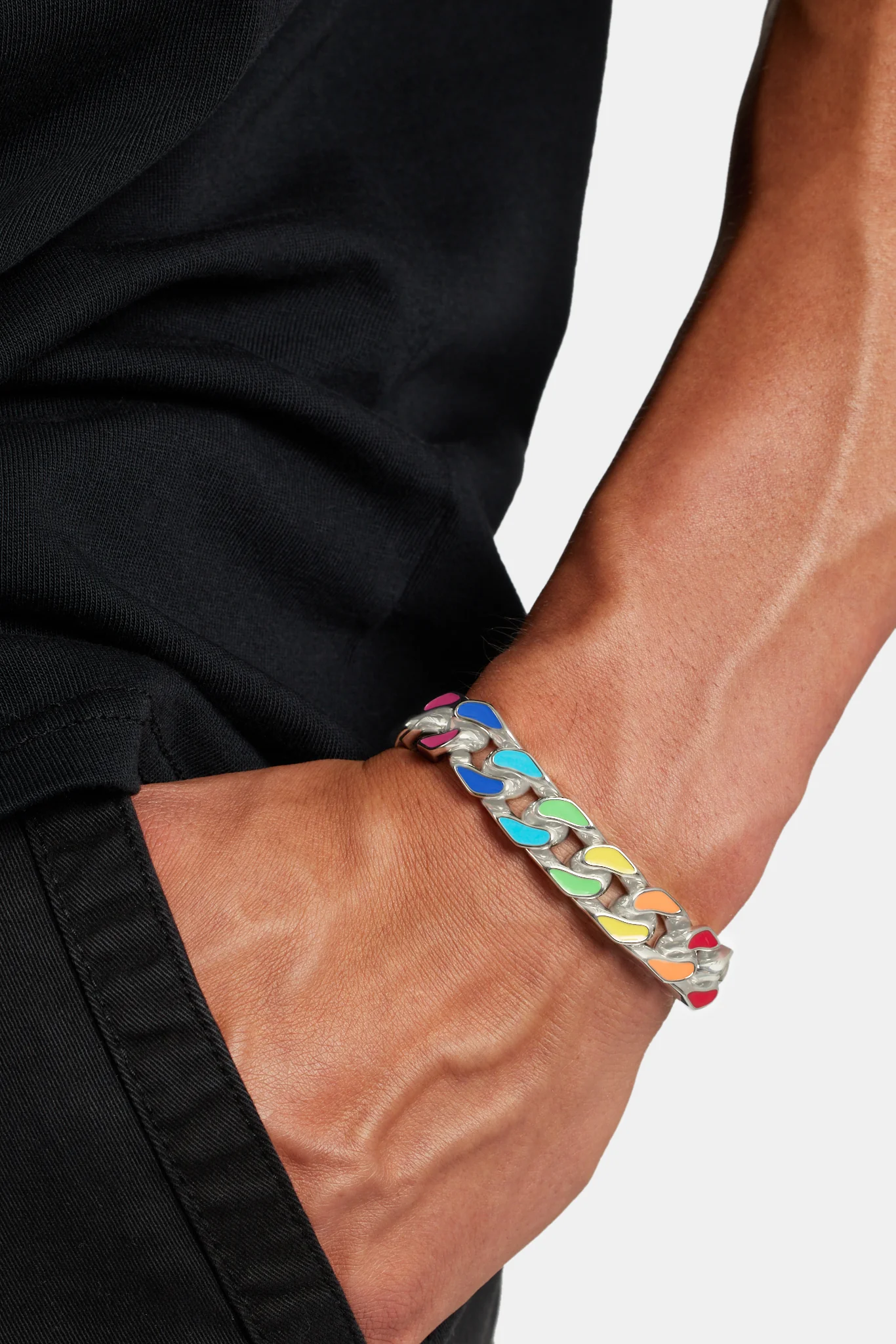 12mm Multi Colour Enamel Cuban Bracelet - Image 2