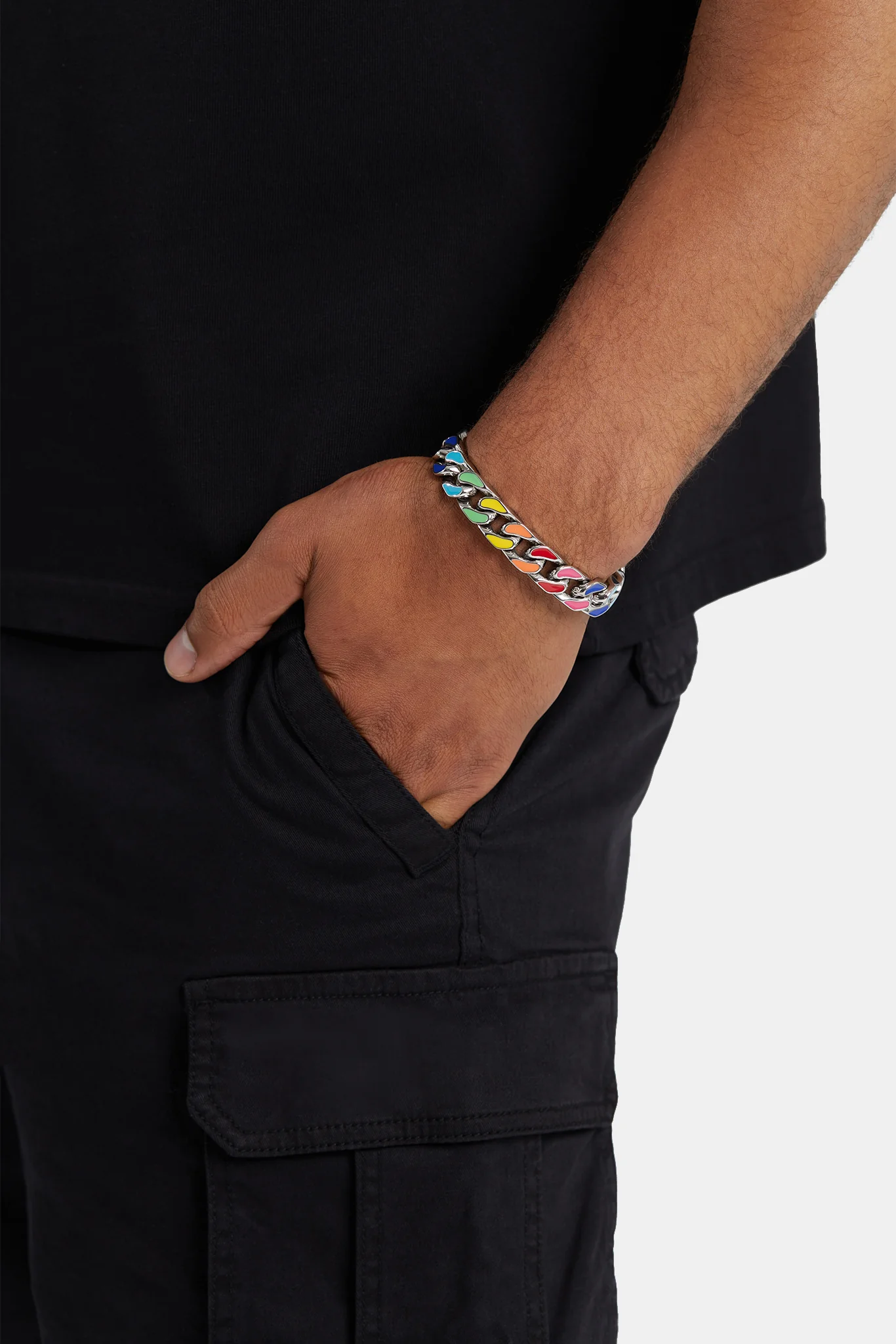 12mm Multi Colour Enamel Cuban Bracelet - Image 4