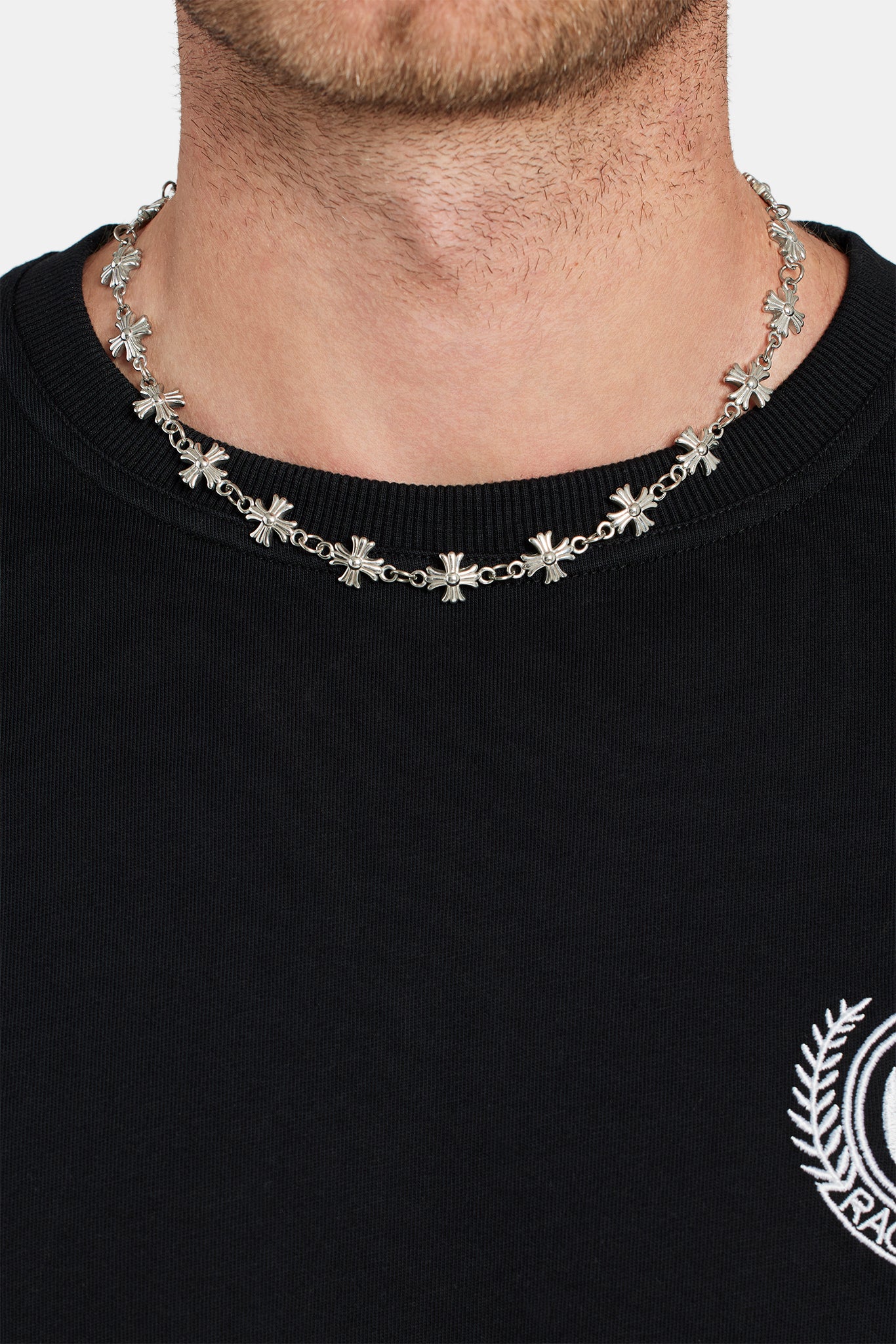 12mm Pewter Cross Stainless Steel Chain - Image 2