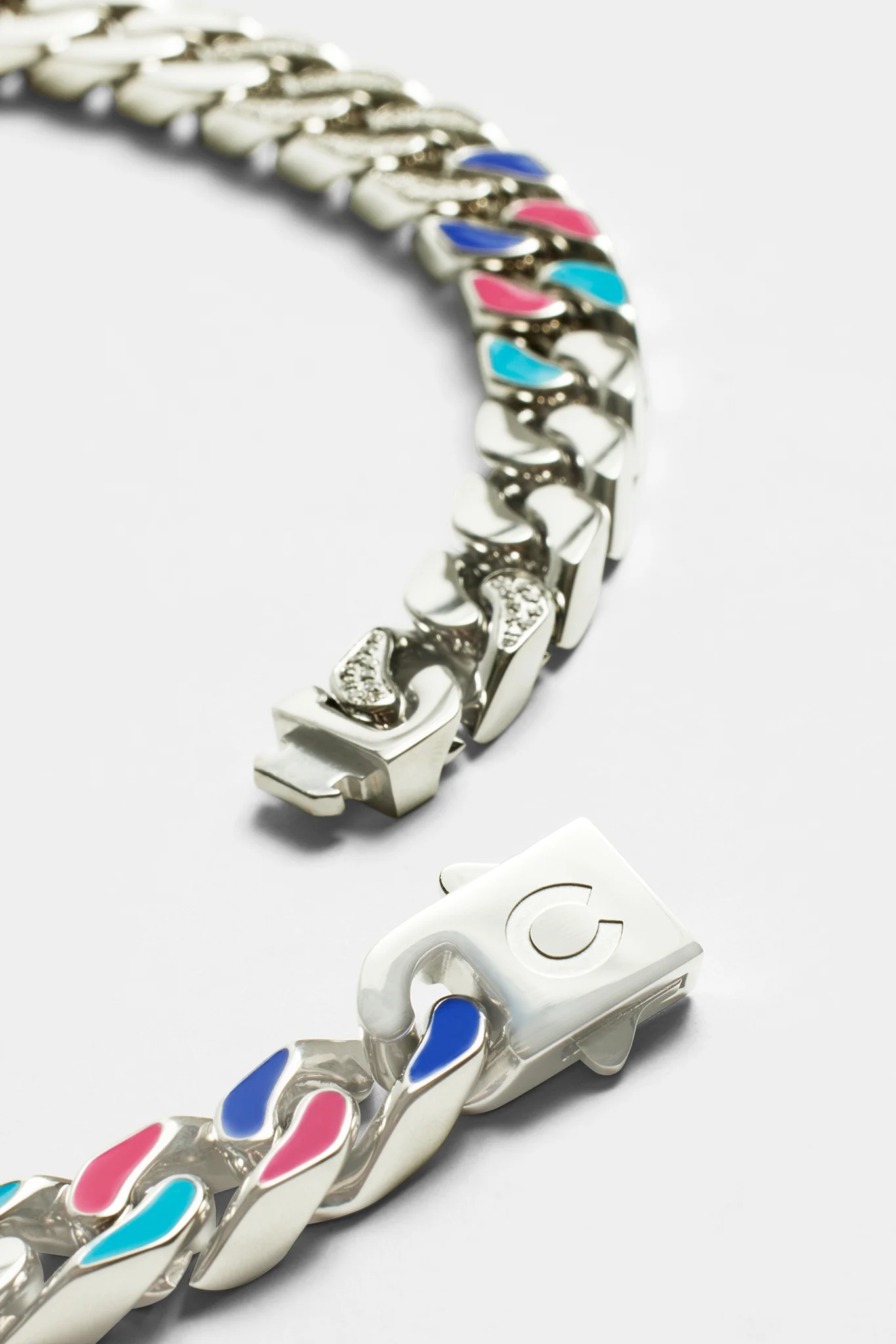 12mm Blue & Red Iced CZ Enamel Mix Cuban Chain - Image 3