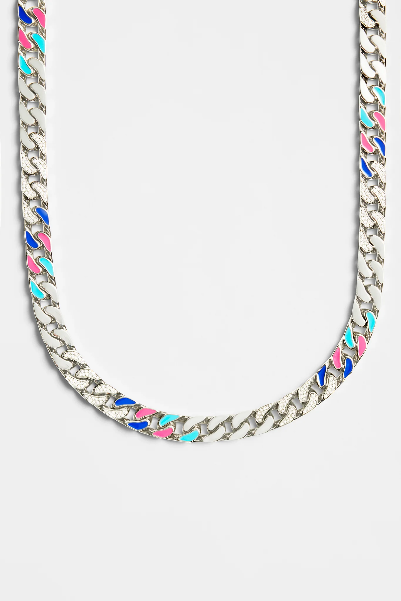 12mm Blue & Red Iced CZ Enamel Mix Cuban Chain - Image 4