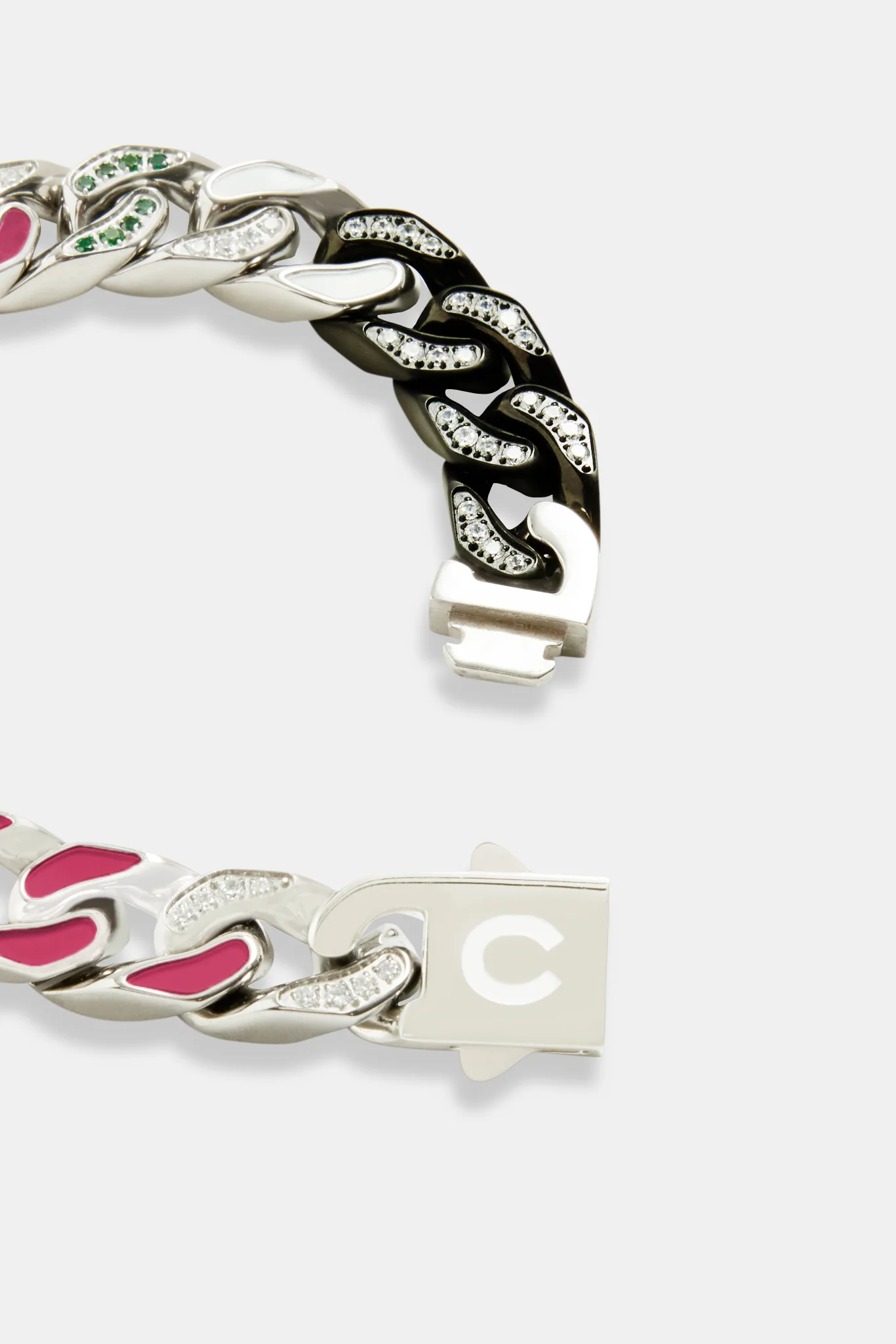 12mm Iced CZ & Colour Enamel Mix Cuban Bracelet - Image 3