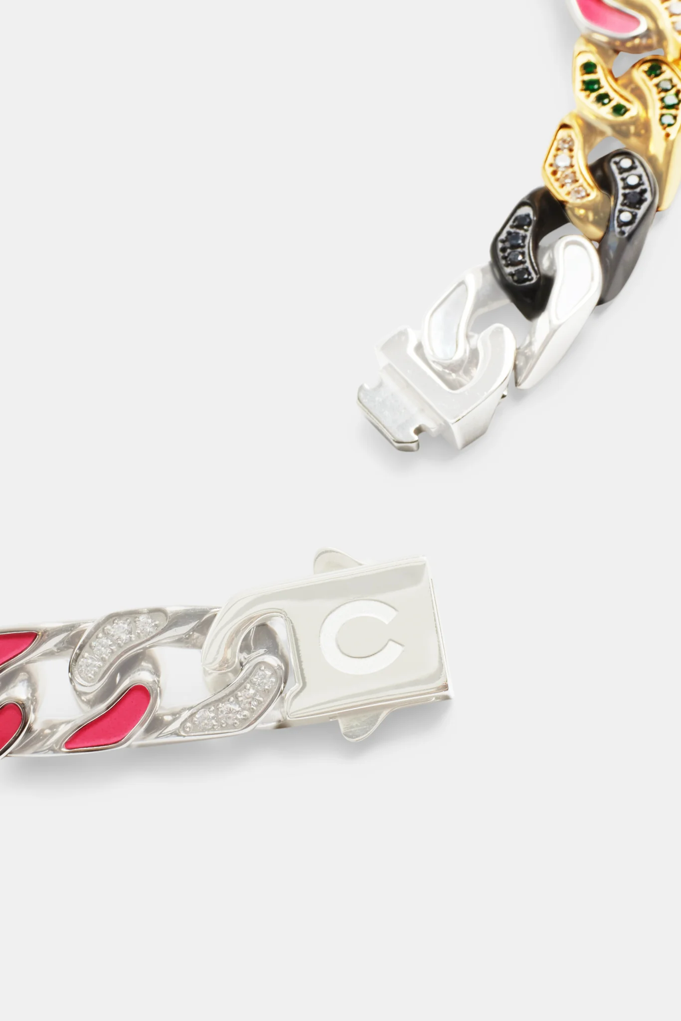 12mm Iced CZ & Colour Enamel Mix Cuban Chain - Image 3