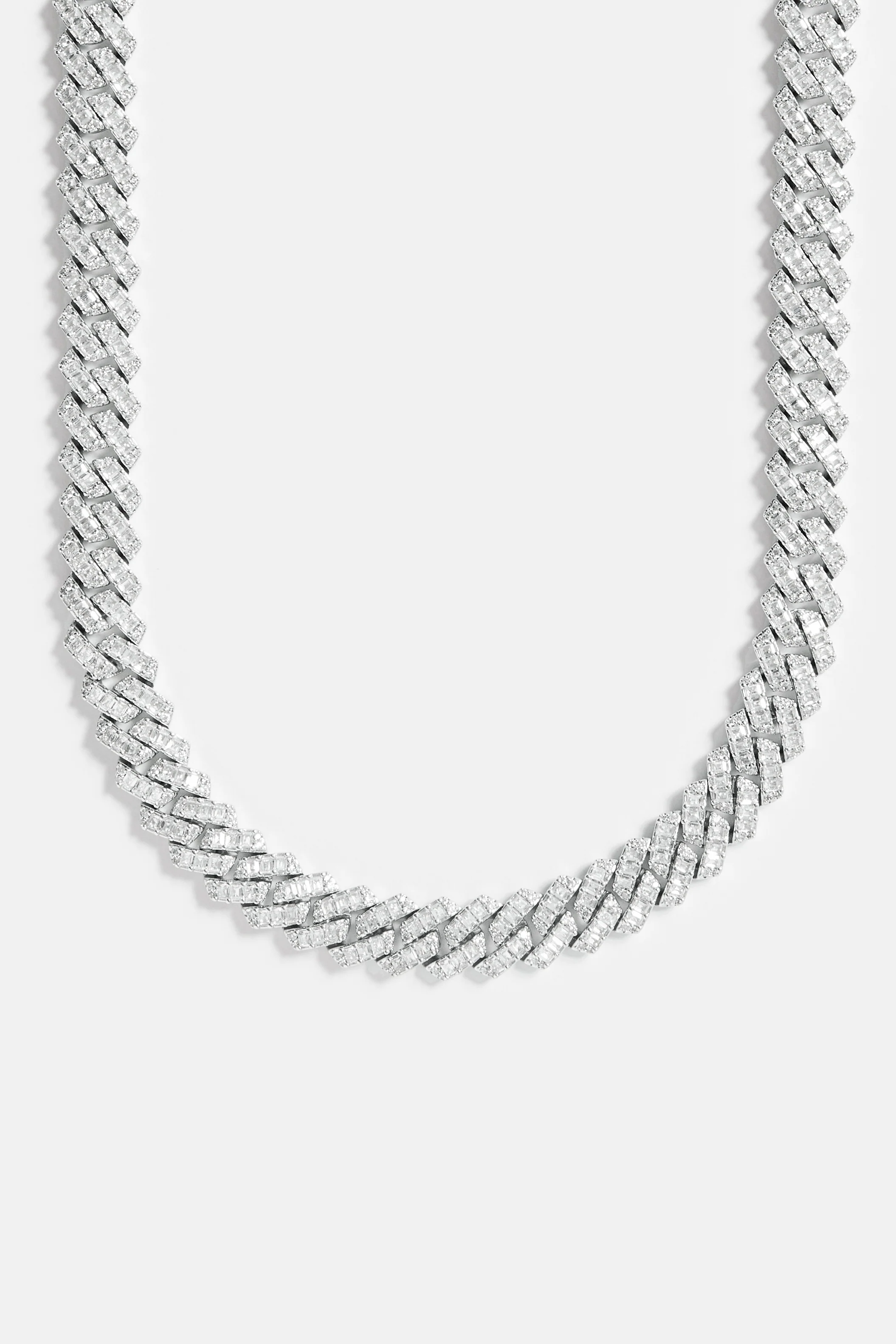 Baguette Prong Cuban Chain - 14mm - White - Image 2