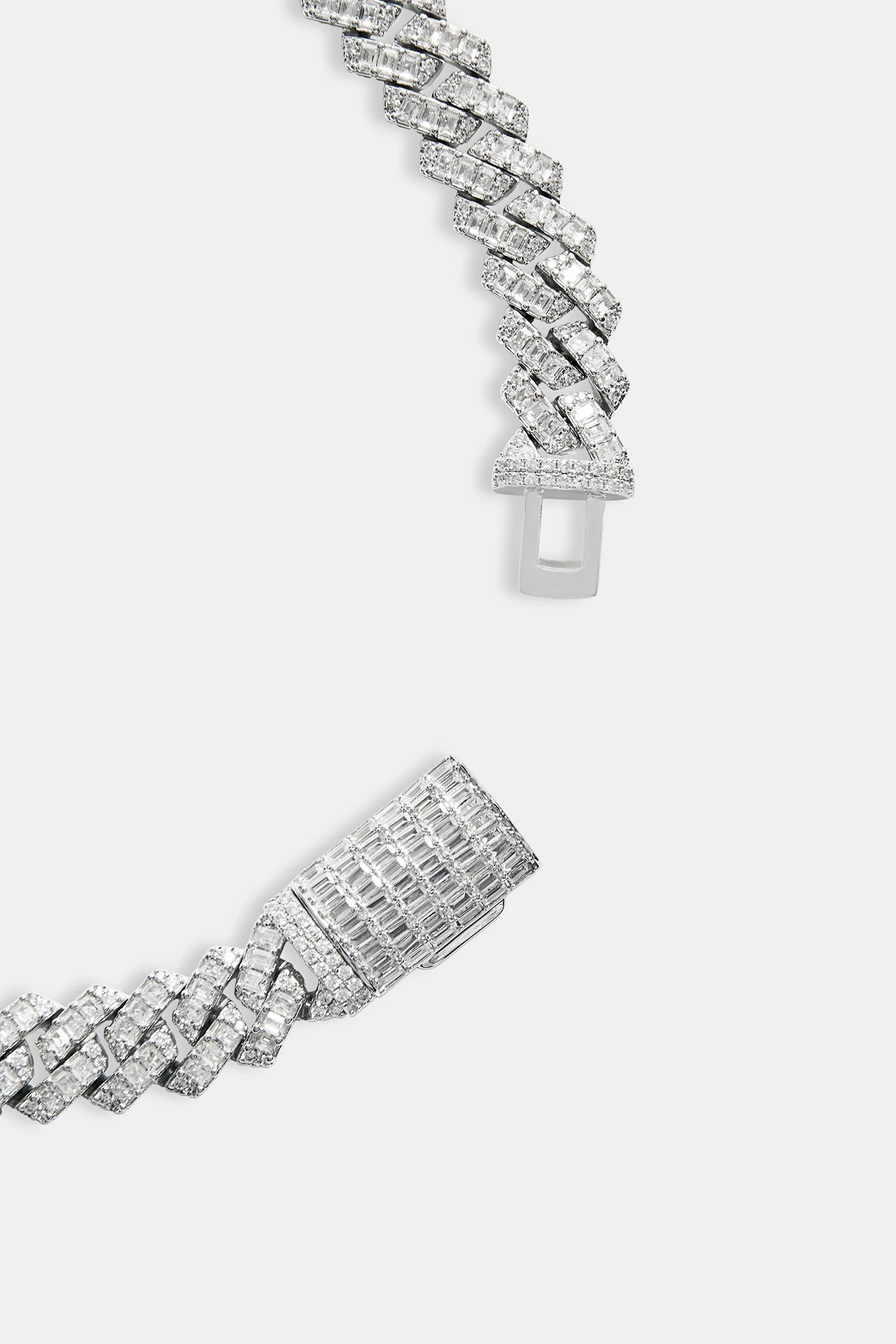 Baguette Prong Cuban Chain - 14mm - White - Image 5