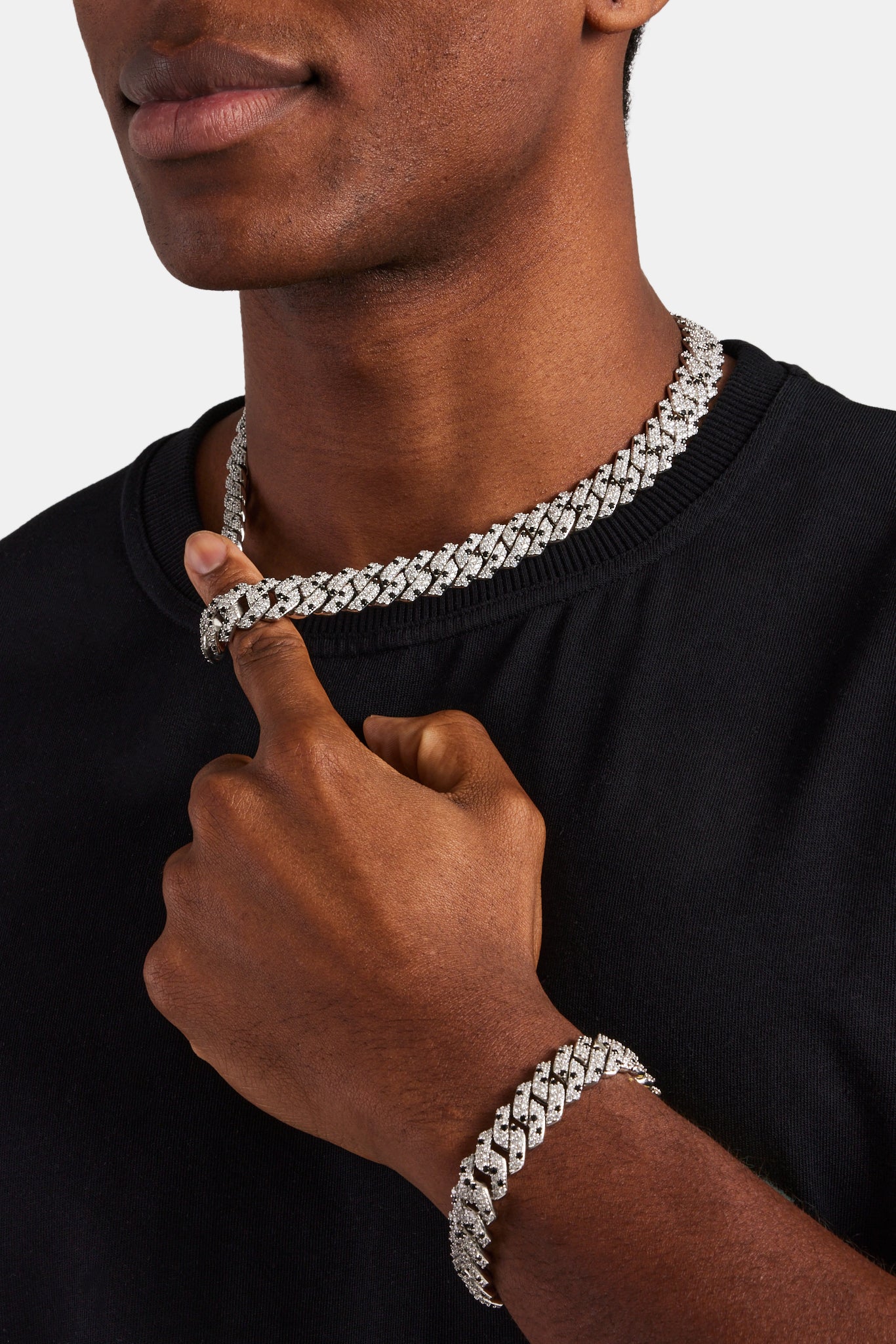 Iced Prong Link Bracelet - Black - Image 3