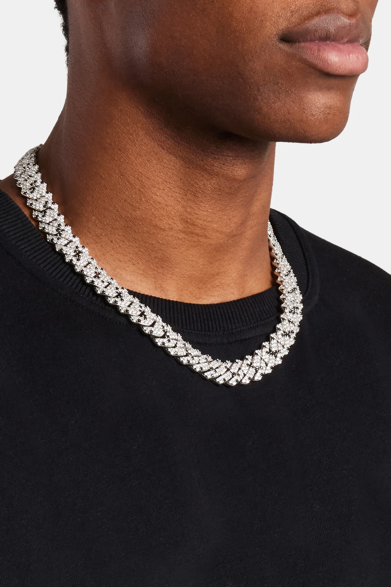 Iced Prong Link Chain - Black - Image 3