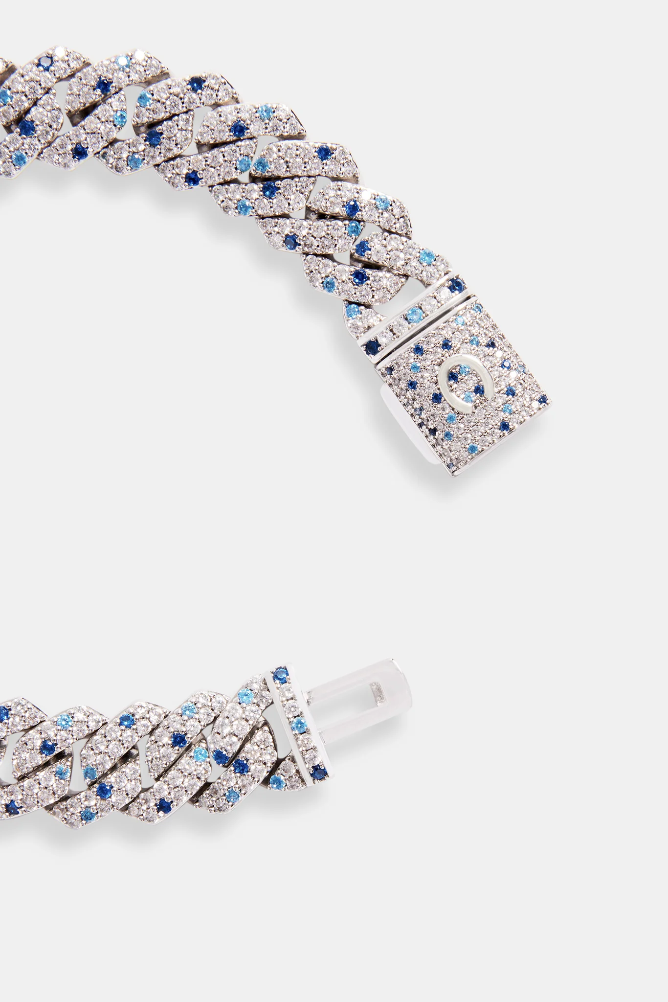 14mm Iced Clear & Blue Prong Cuban Bracelet - Image 4