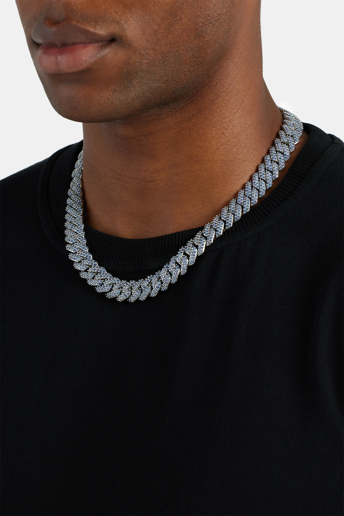 14mm Iced Dark Blue CZ Prong Cuban Chain - Image 3