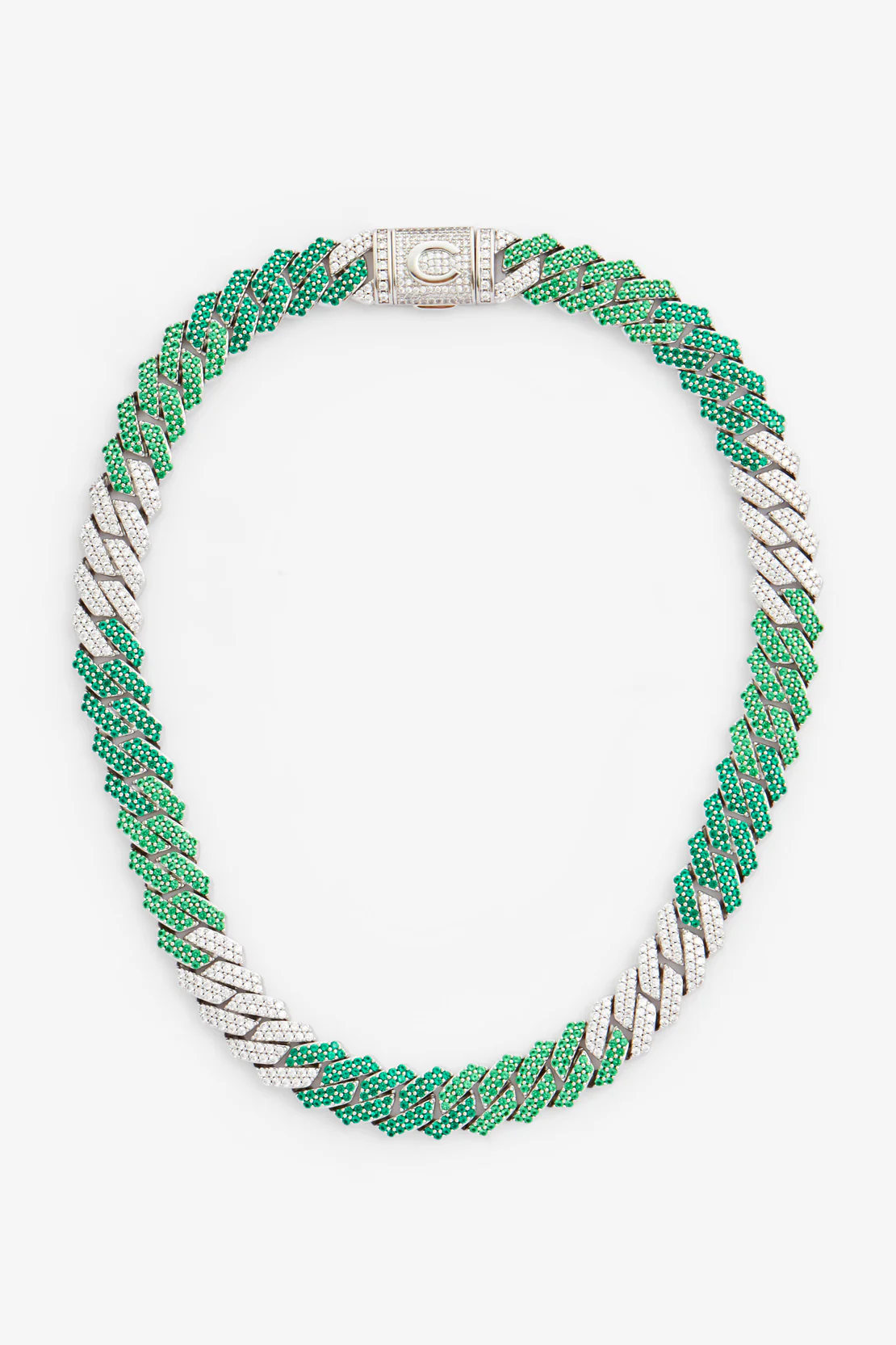 14mm Iced Green Gradient Cuban Chain - Image 2