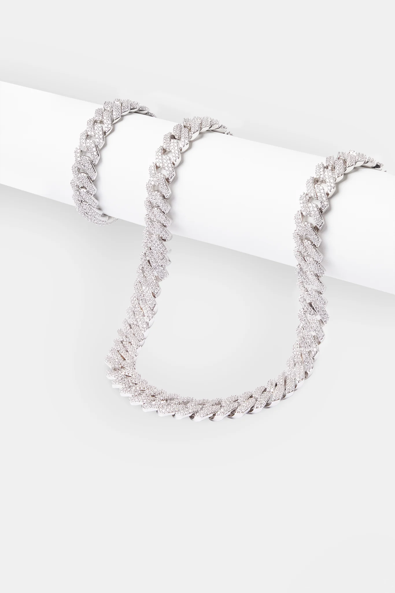 14mm Prong Cuban Chain & Bracelet - White - Image 2