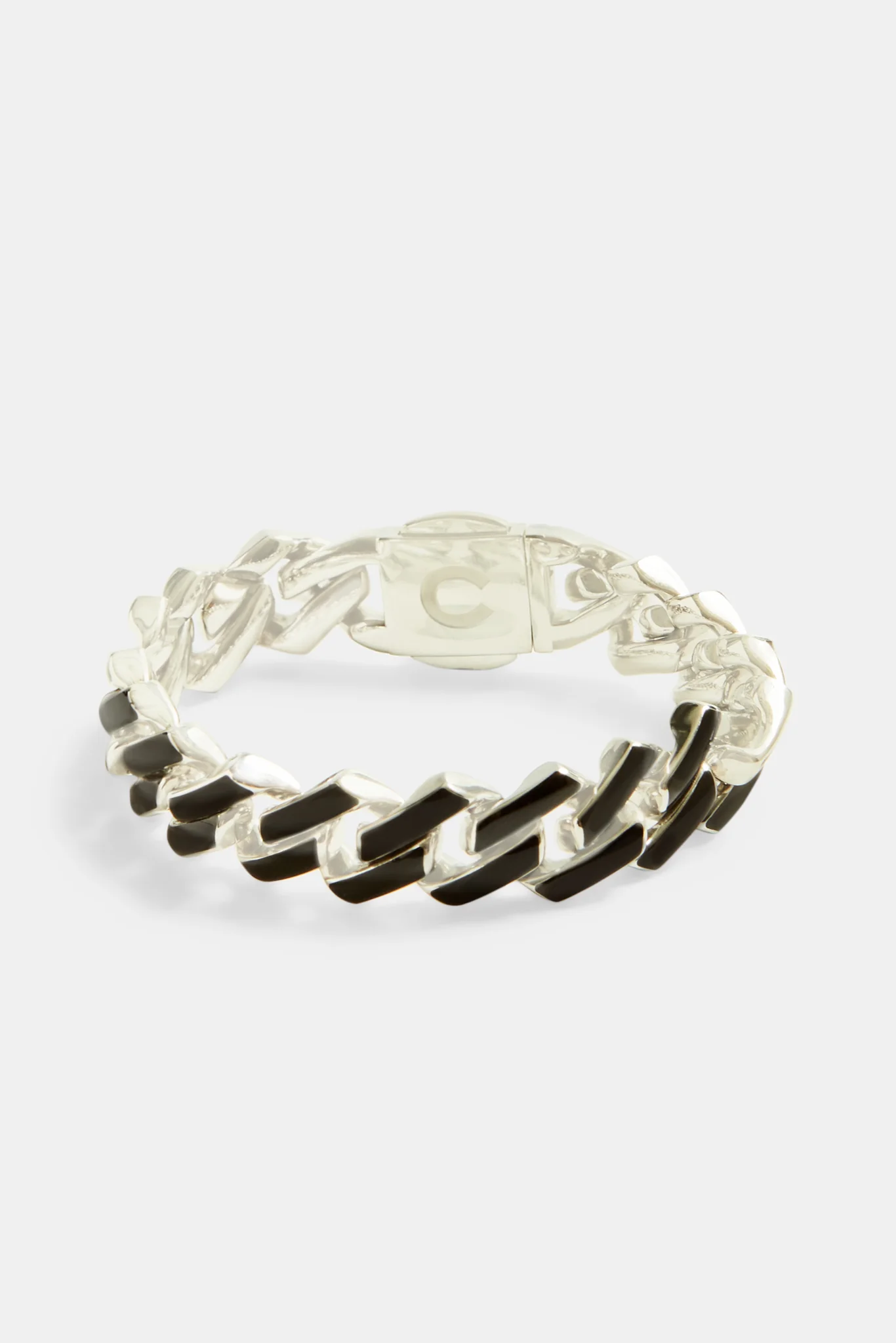 14mm Stainless Steel Black Enamel Prong Cuban Bracelet - Image 2