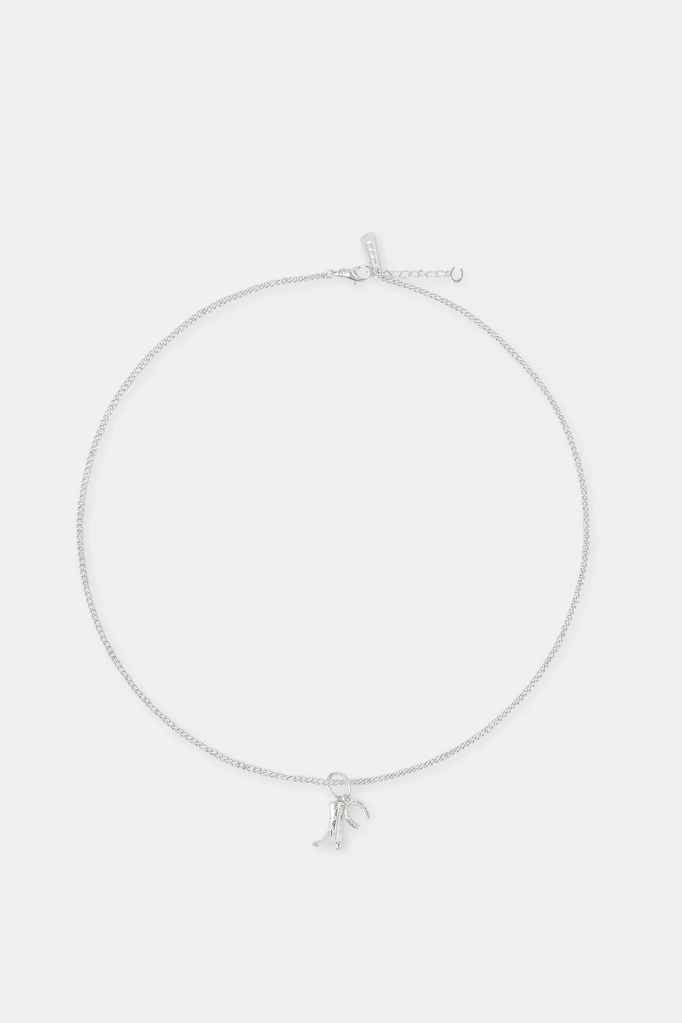 15mm Cowboy Boot and Horseshoe Charm Necklace - White - Image 4