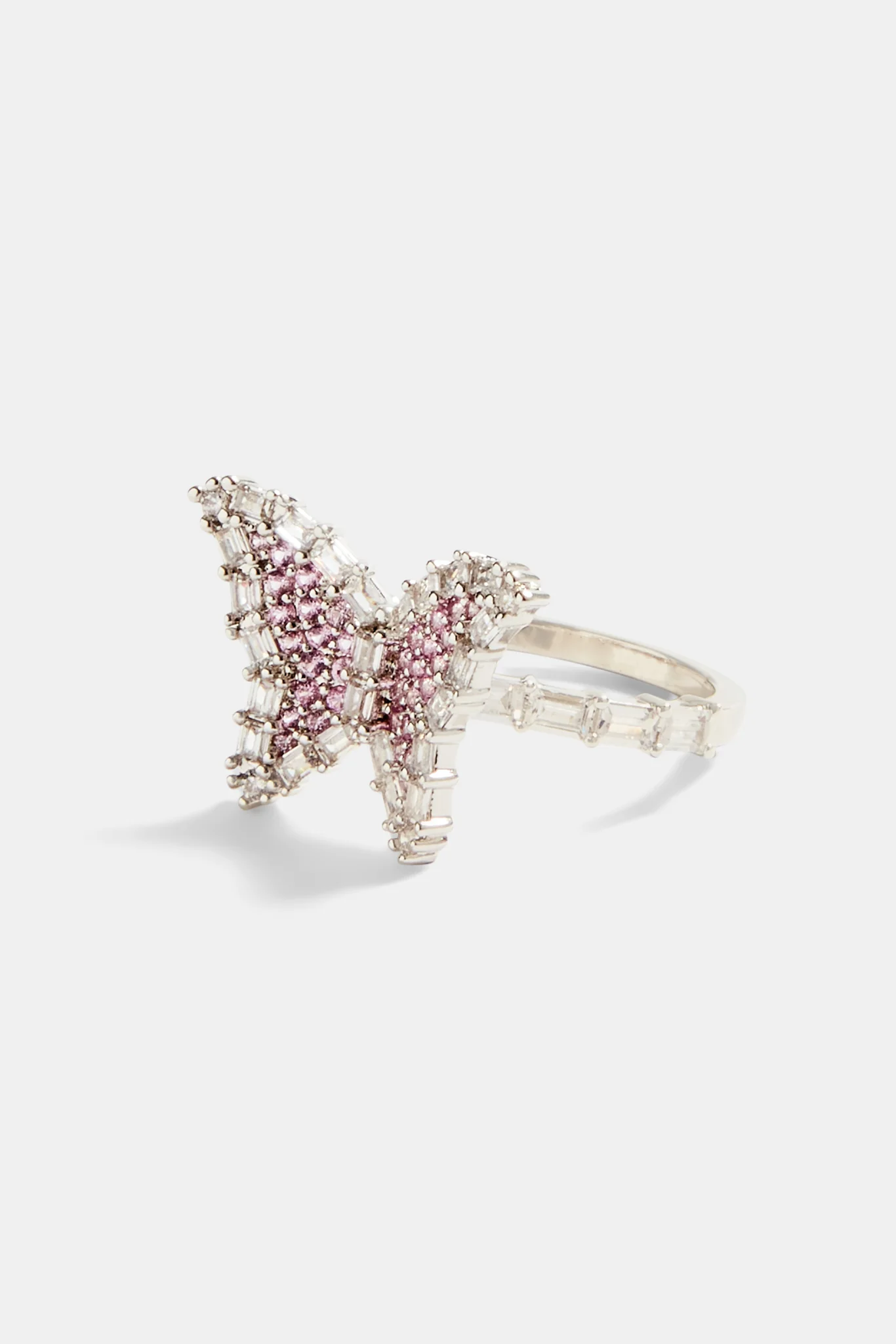 15mm Iced Pink CZ Butterfly Ring - Image 3