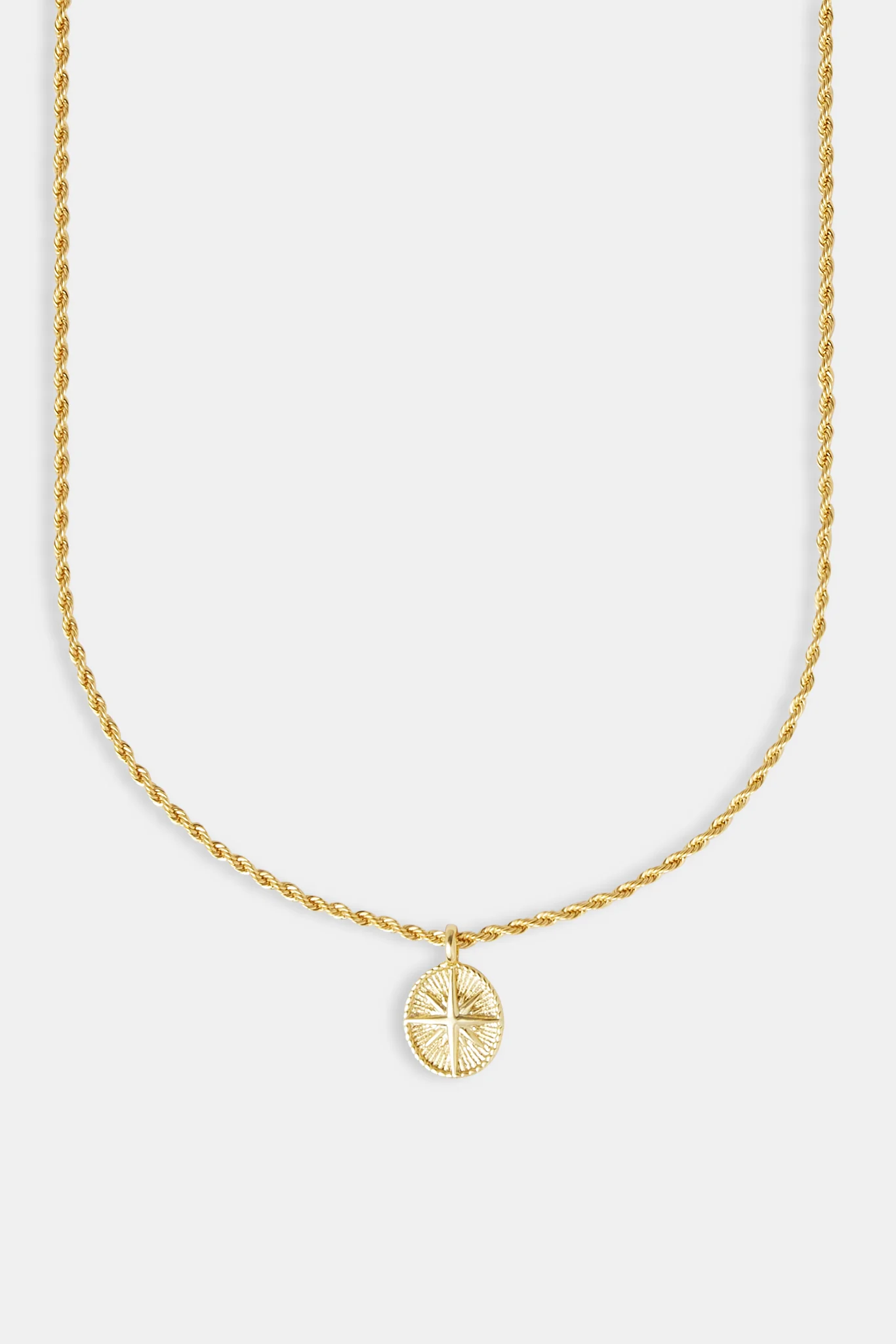Micro Polished Starburst Rope Necklace - 15mm - Gold - Image 2