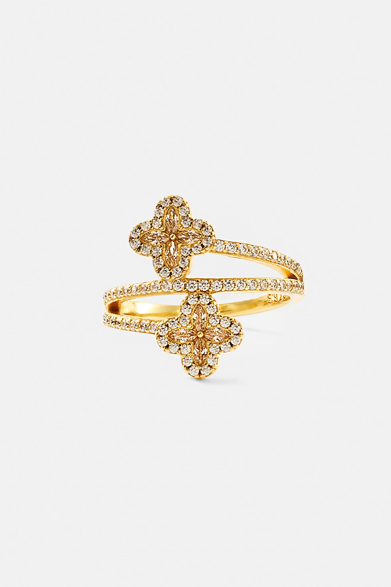 15mm Motif CZ Twist Ring - Gold - Image 3