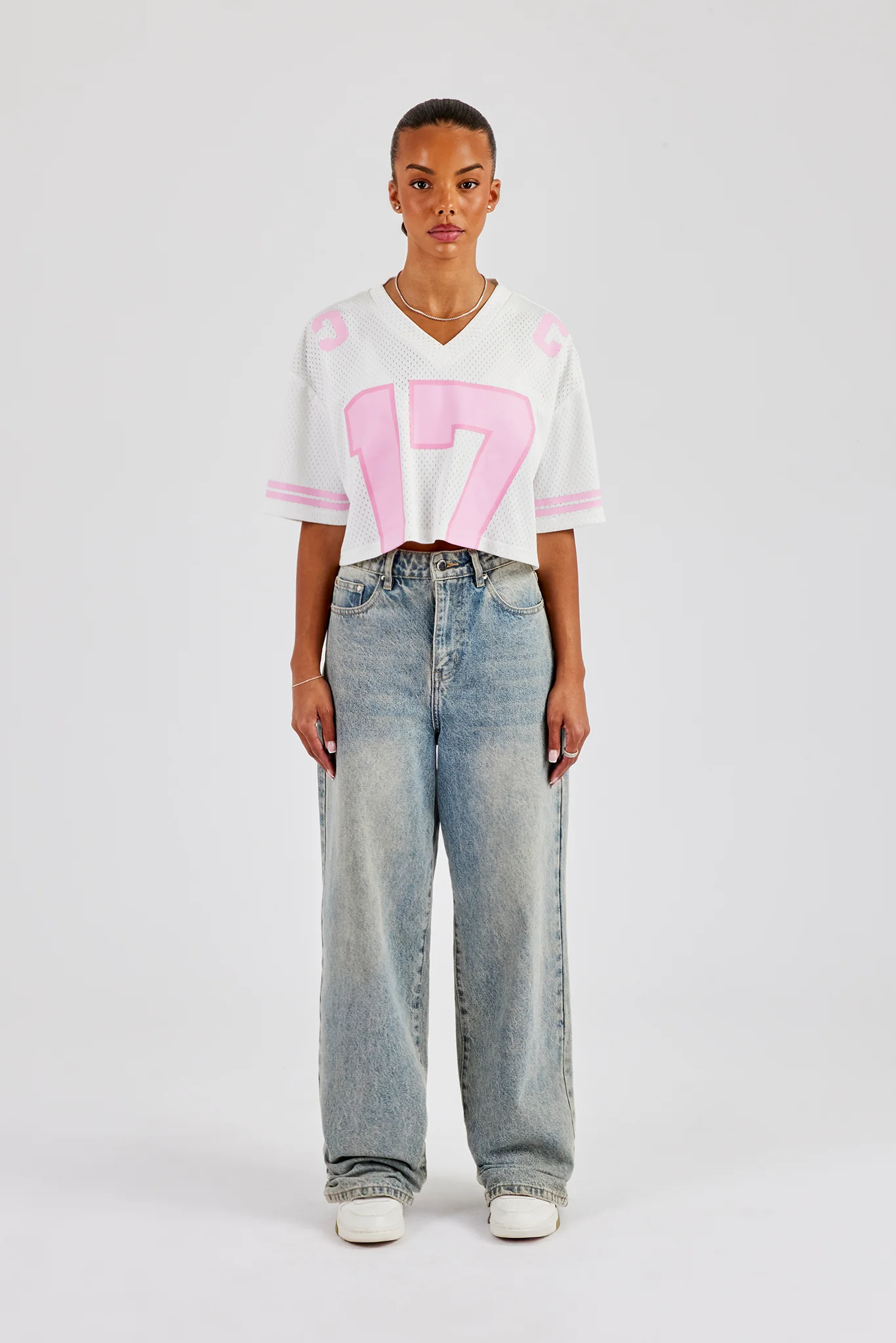 17 Mesh Cropped T-Shirt - White - Image 4