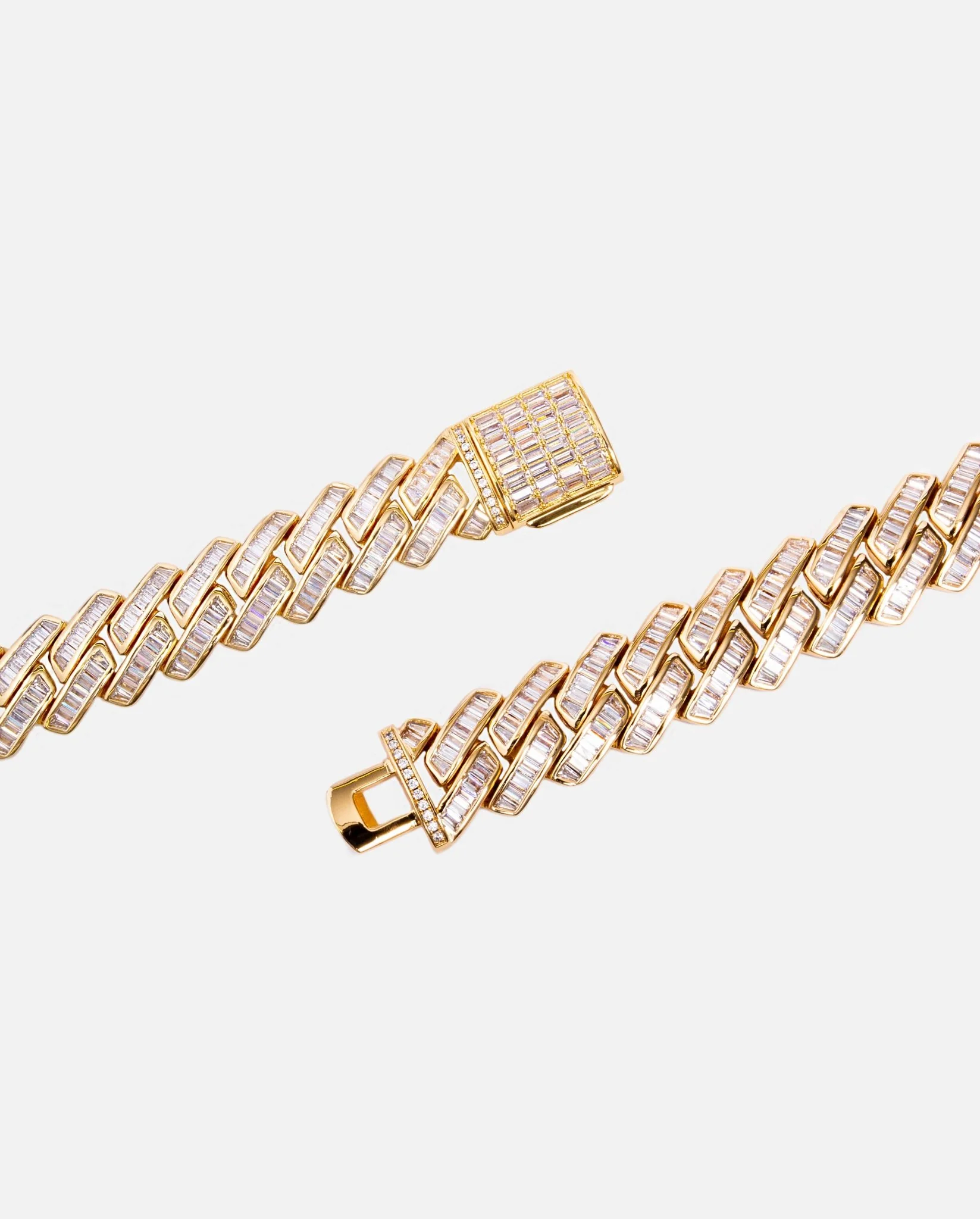 19mm Baguette Prong Link Chain - Gold - Image 3