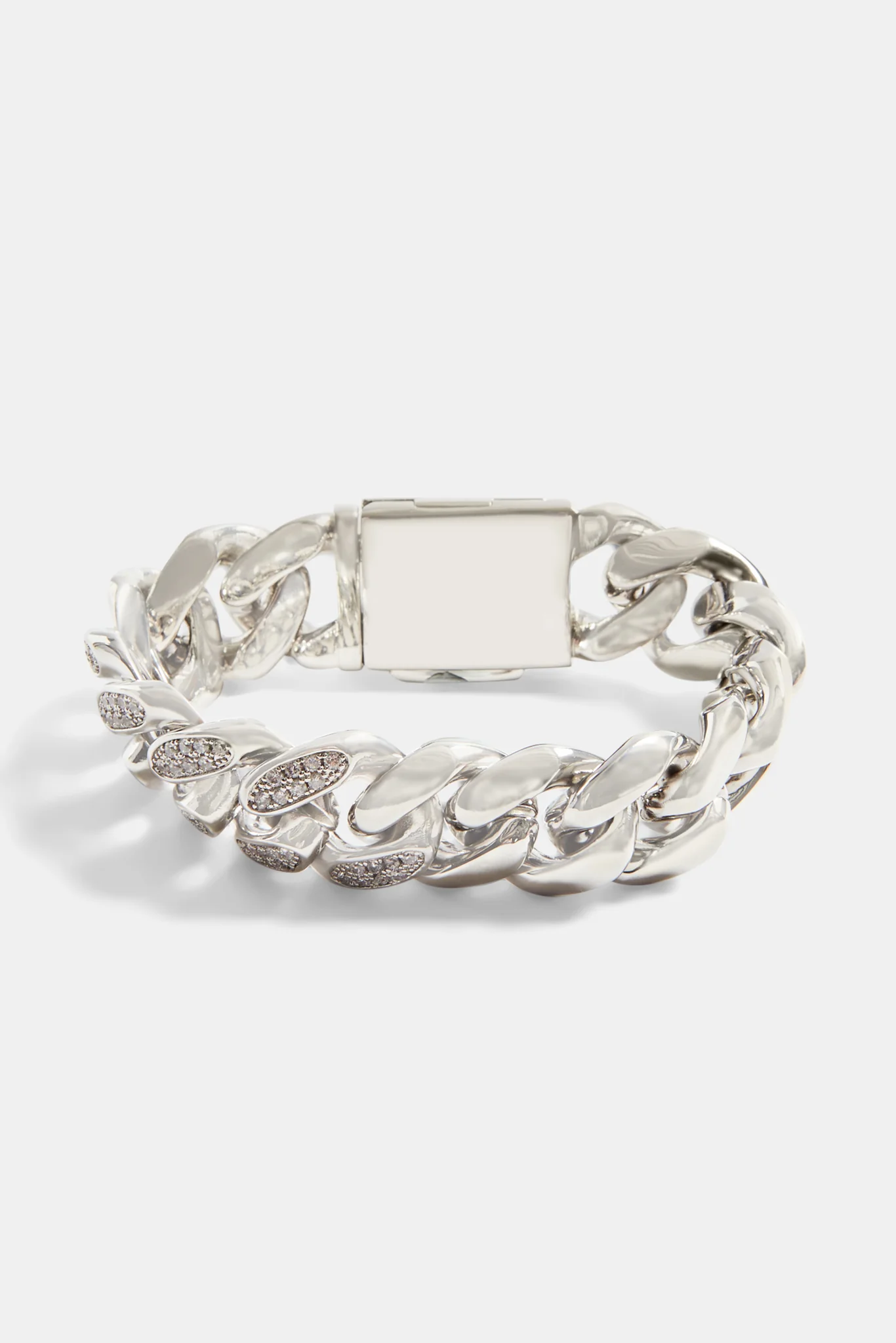19mm Half Iced CZ Half Polished Cuban Bracelet - Image 2