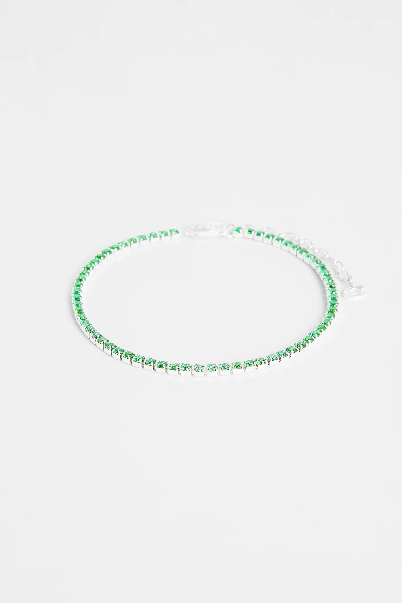 2.5mm Iced Green CZ Micro Tennis Anklet - Image 2