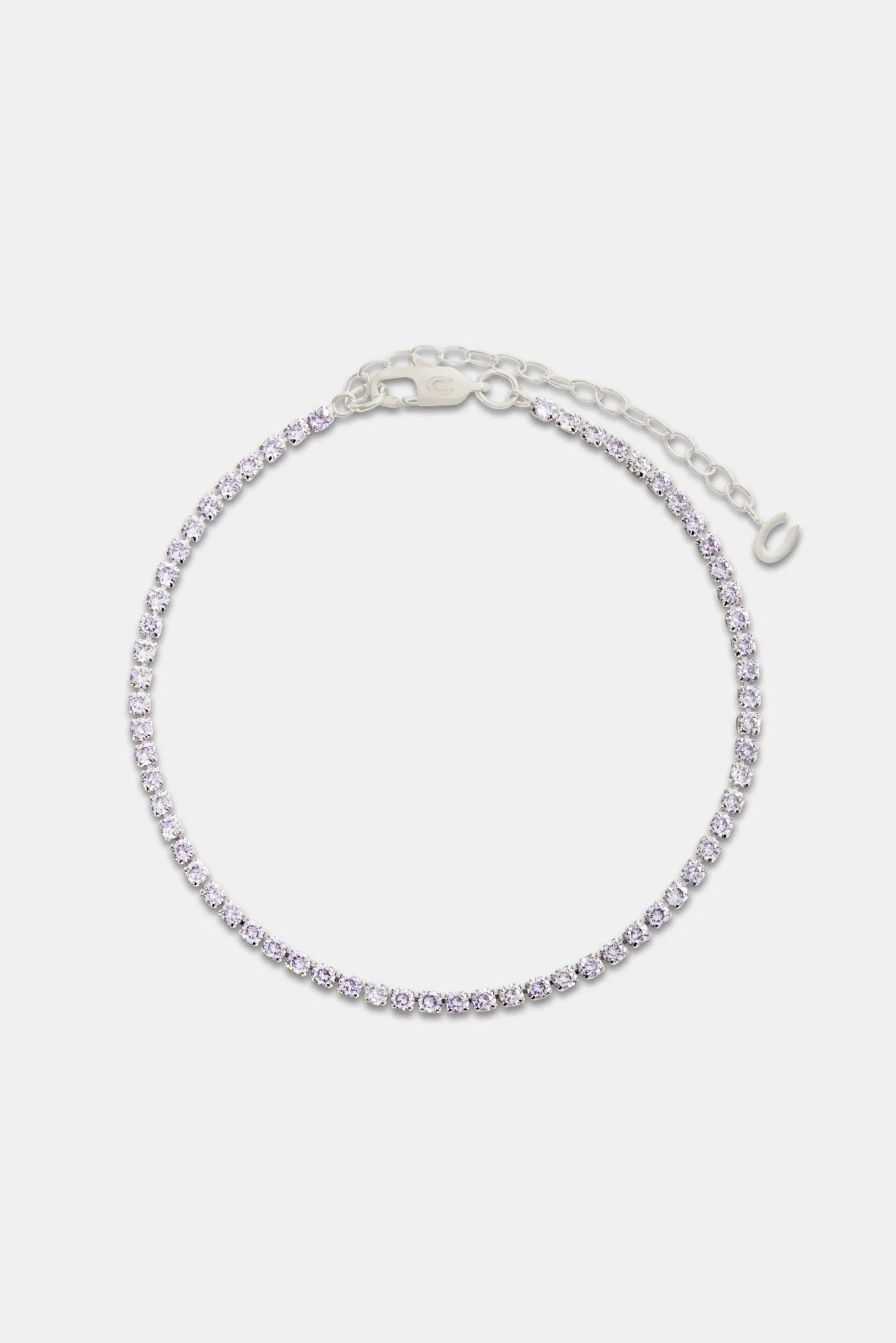 2.5mm Iced Lilac CZ Micro Tennis Anklet - Image 2