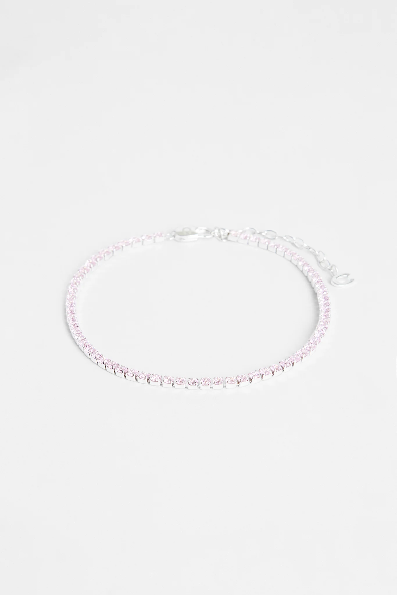 2.5mm Iced Pink CZ Micro Tennis Anklet - Image 2
