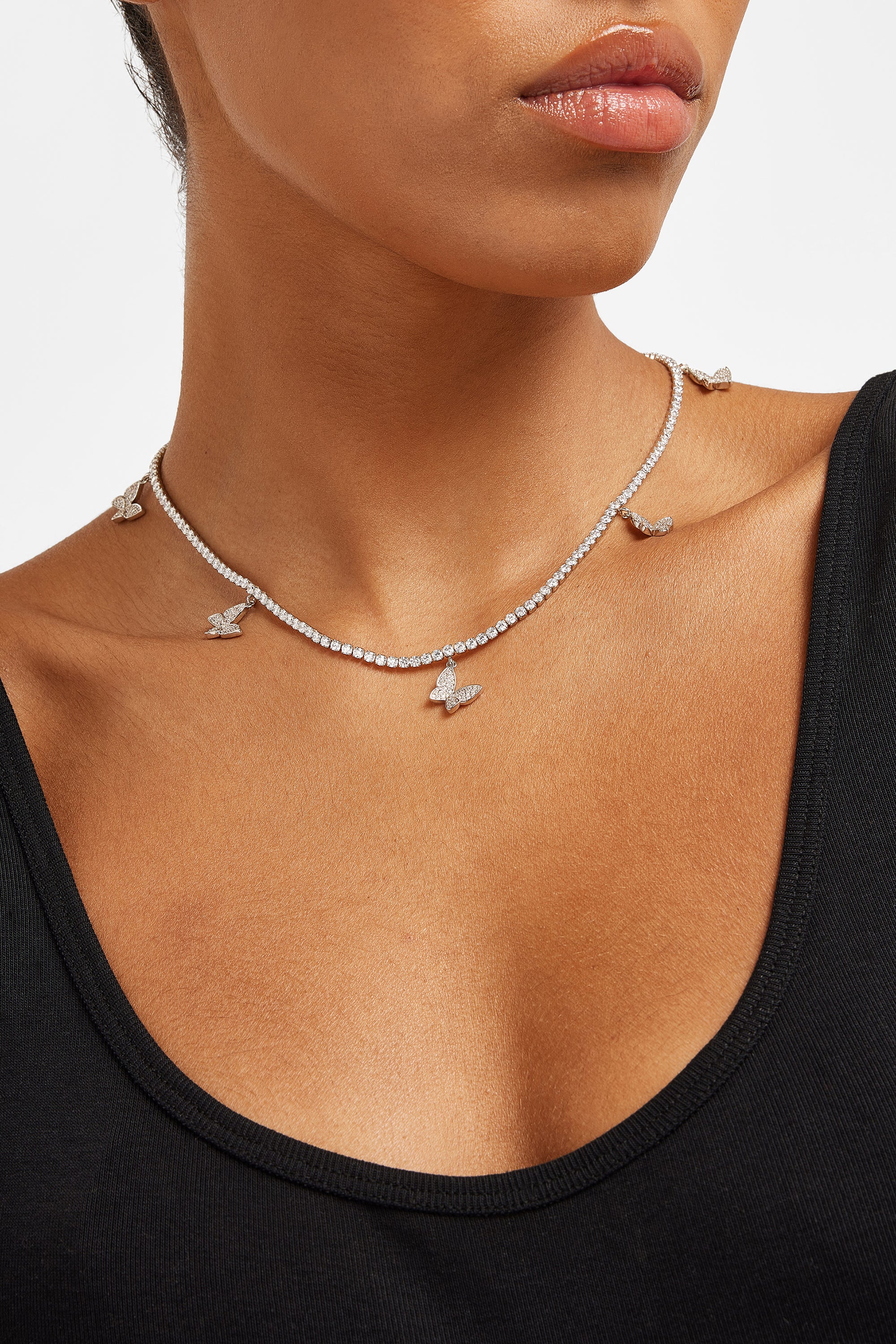 2.5mm Iced Tennis Butterfly Necklace - Image 2