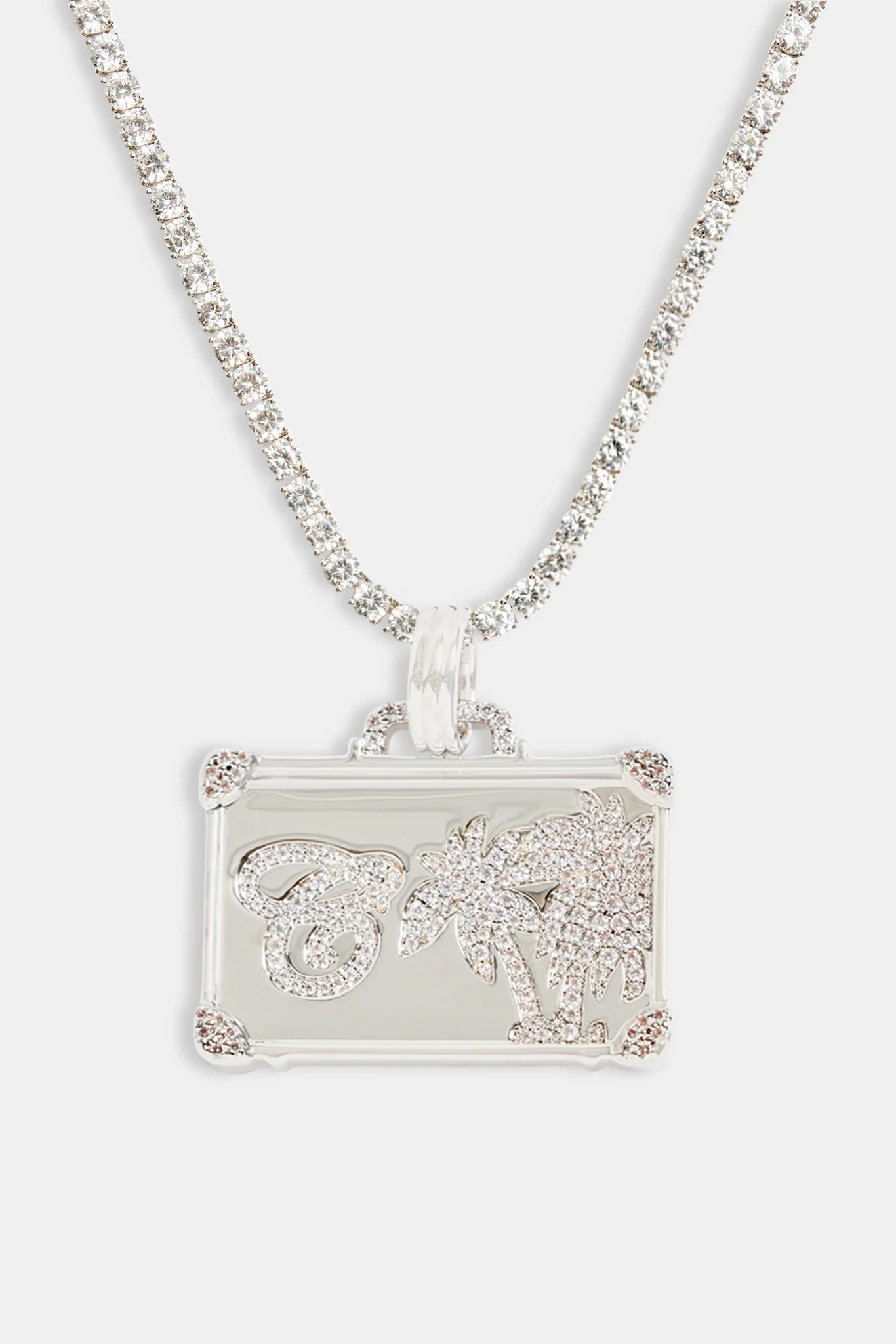 20mm Iced CZ Palm Tree Suitcase Pendant - Image 2