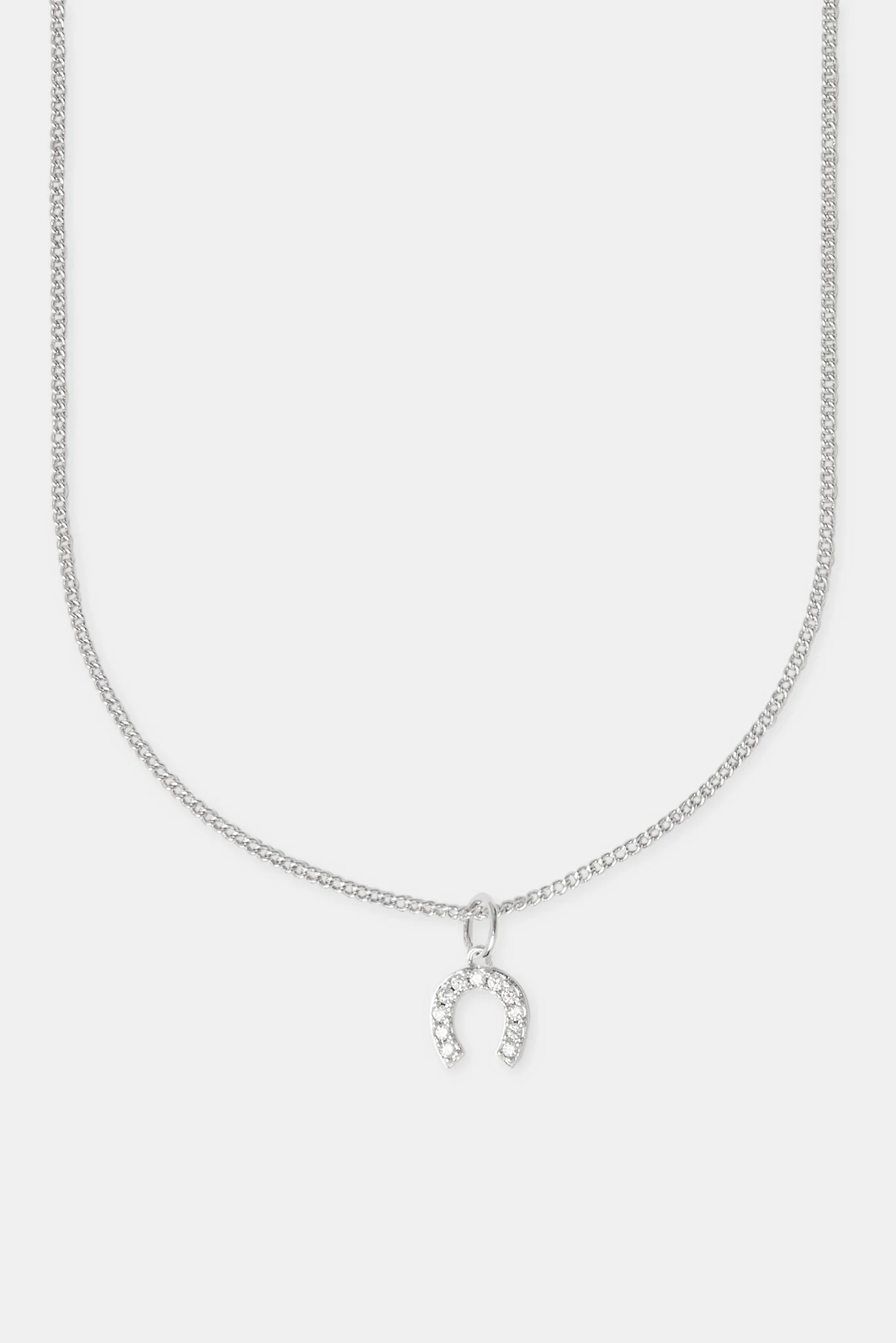 20mm Iced Horseshoe Necklace - White - Image 2