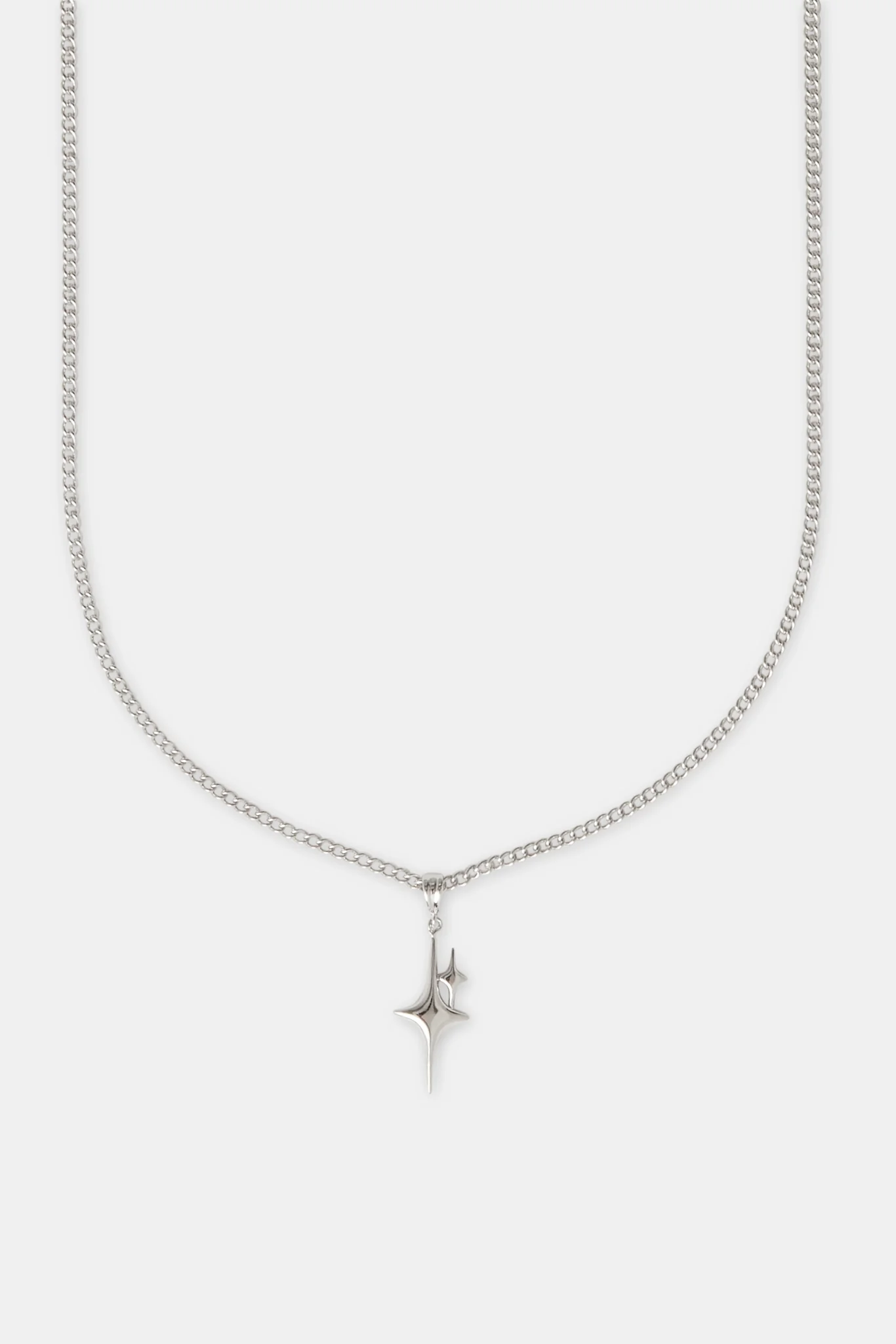 20mm Polished Double Star Necklace - White - Image 2