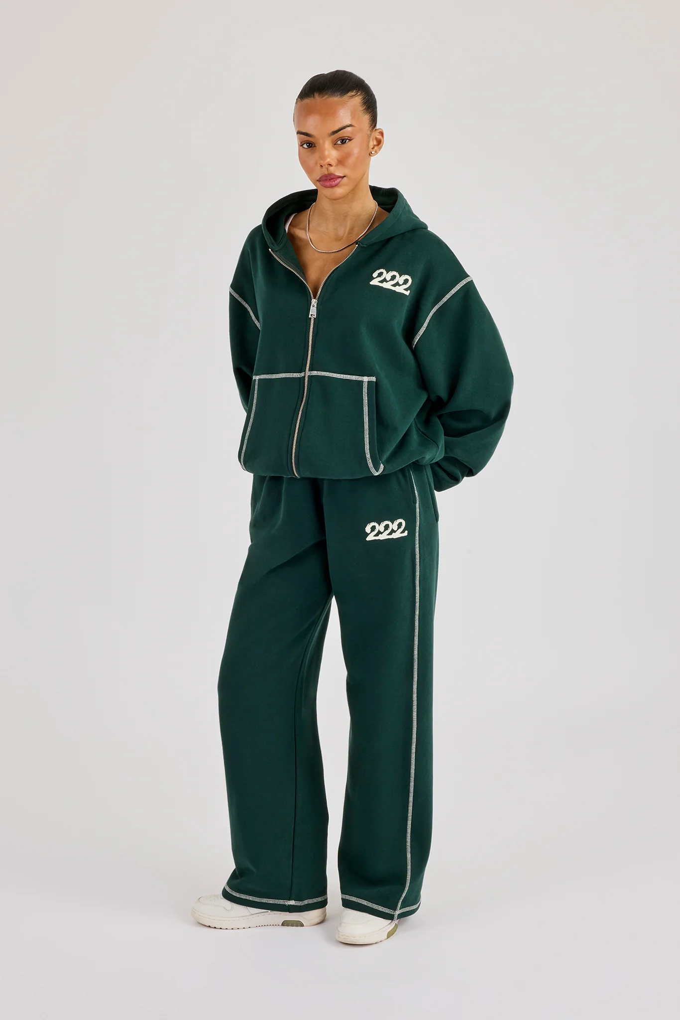 222 Cherub Contrast Stitch Tracksuit - Dark Green - Image 4