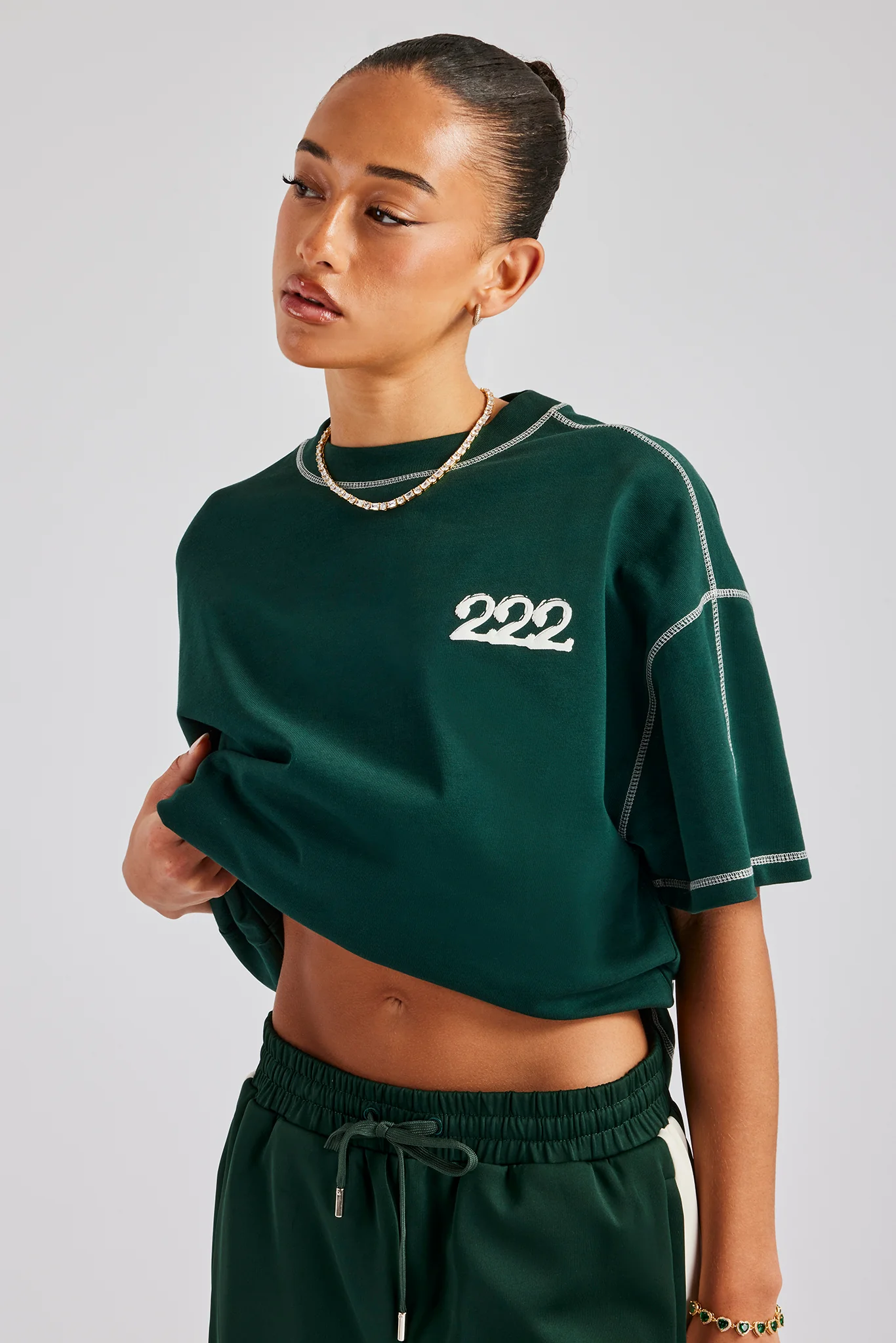 222 Cherub Oversized T-Shirt - Forest Green - Image 2
