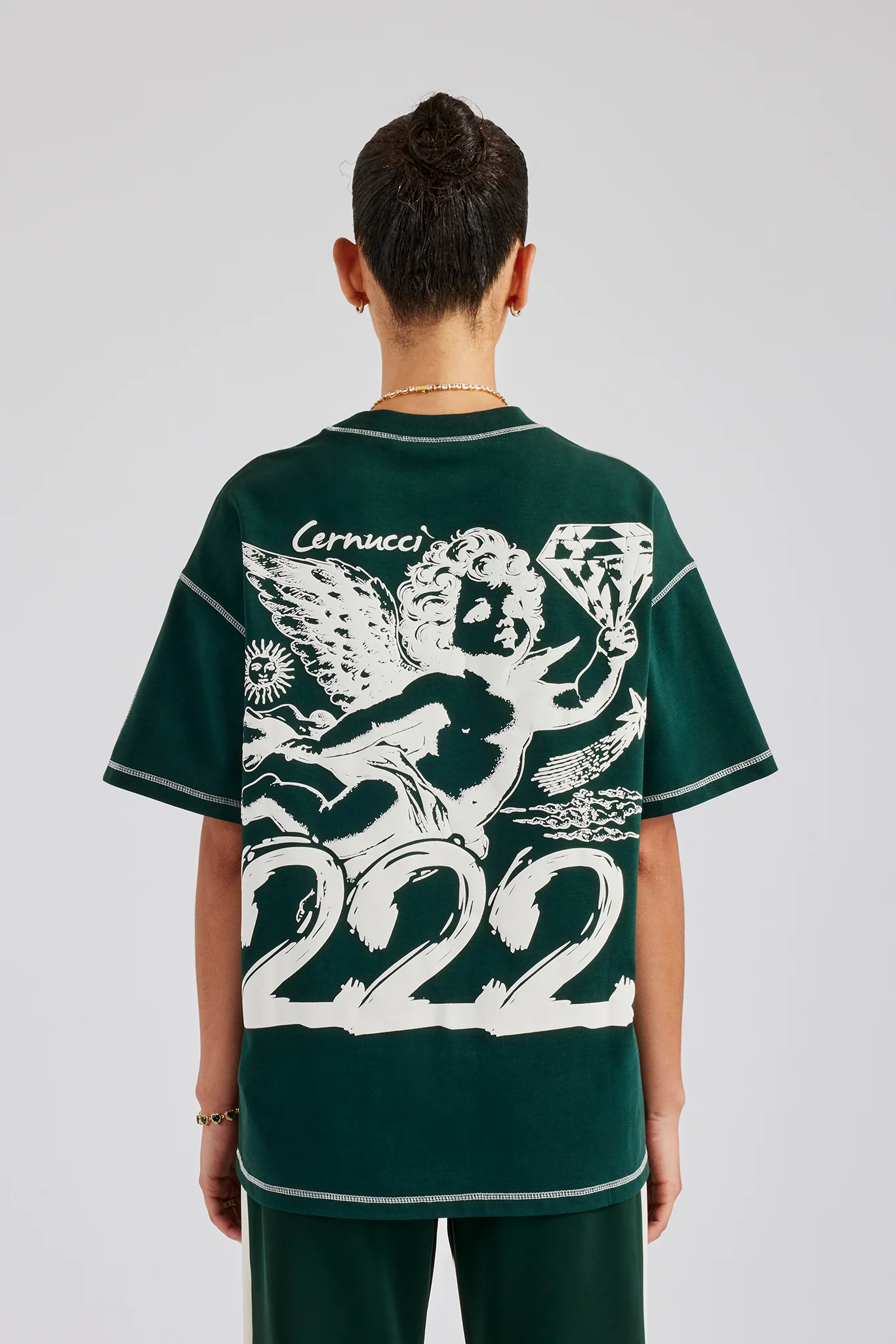 222 Cherub Oversized T-Shirt - Forest Green - Image 3