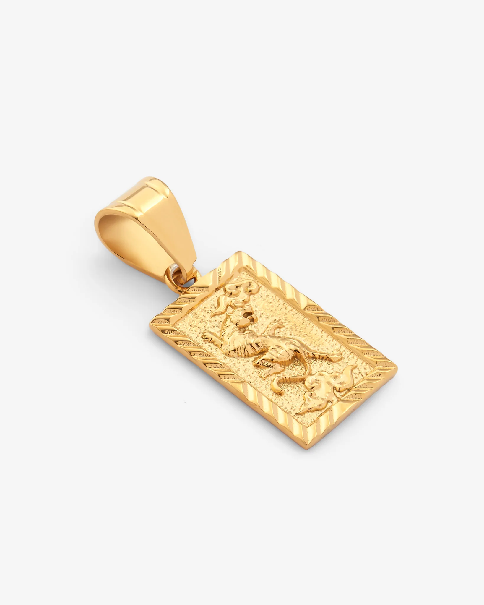 23mm Embossed Textured Tiger Pendant - Gold - Image 2