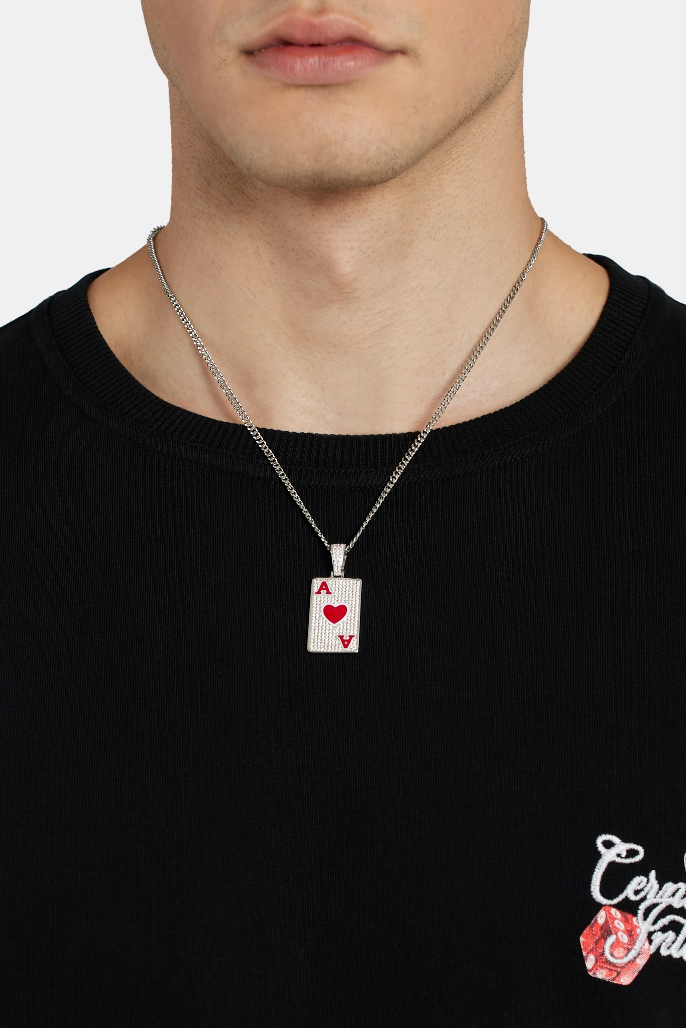 28mm Iced CZ Ace of Hearts Micro Cuban Necklace - Image 2
