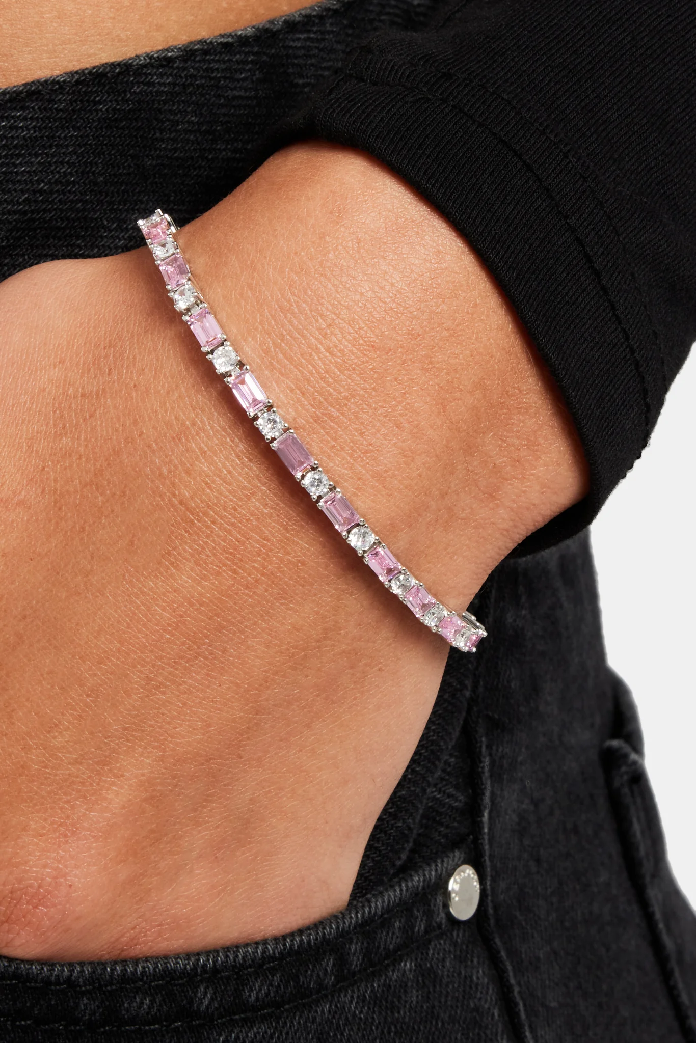 2mm Pink And White Tennis Bracelet - Image 2