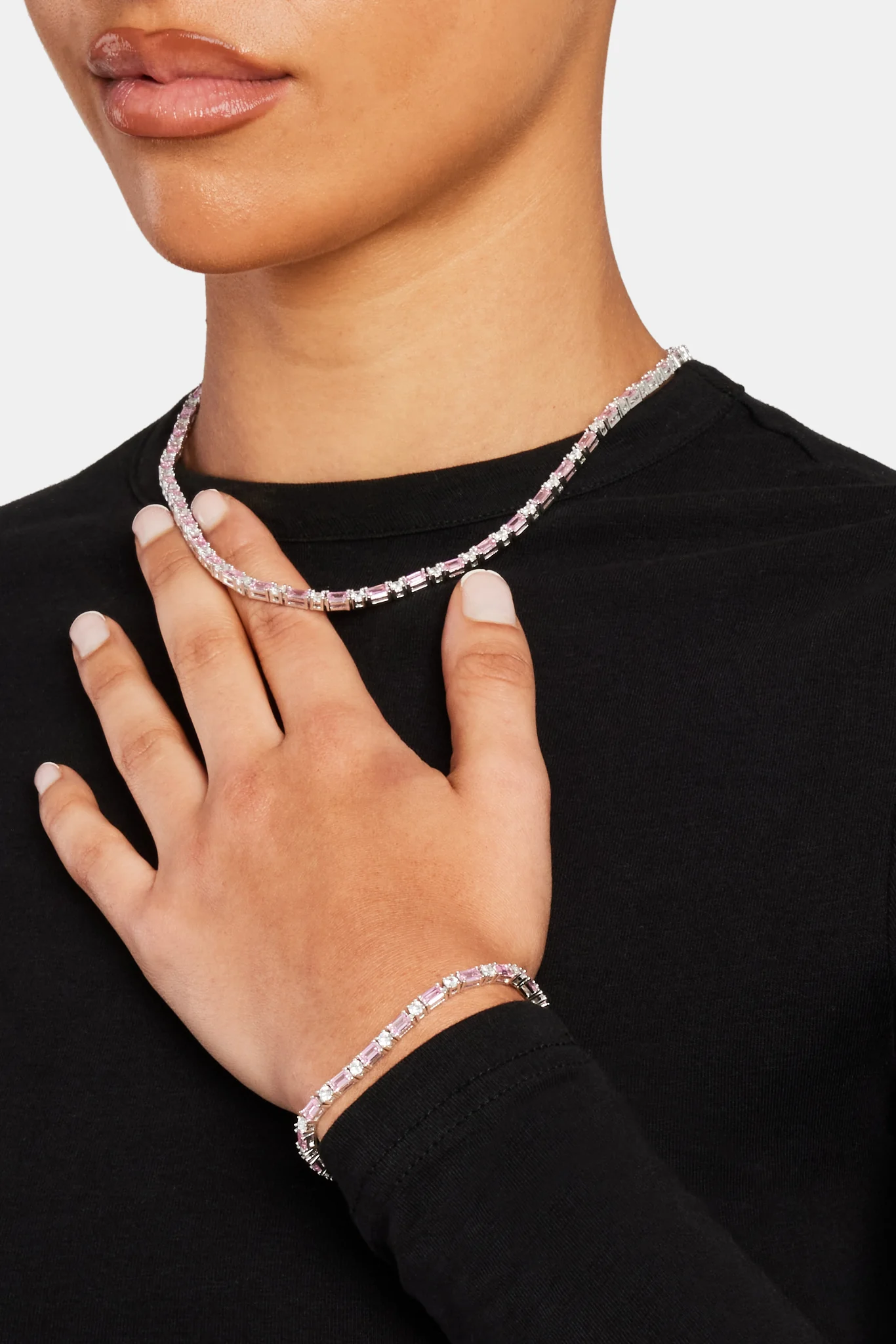 2mm Pink And White Tennis Bracelet - Image 3